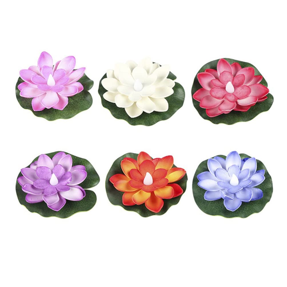 OSALADI Floating Pool Lights - 6pcs LED Lotus Flower Lights with Waterproof Design, Electric Candle Effect for Outdoor Ponds, Pools & Garden Decor | Perfect for Weddings, Parties & Nighttime Ambiance
