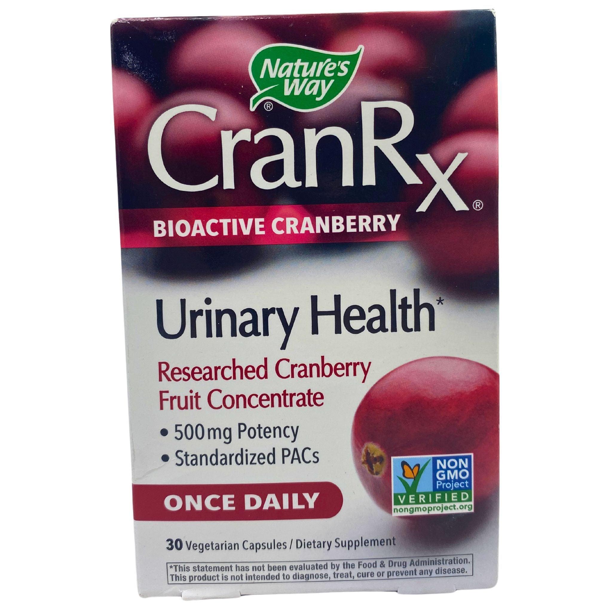 CranRx Bioactive Cranberry Urinary Health Supplement - 500mg Potency Cranberry Fruit Concentrate (30 Capsules) - Supports Bladder & UT Health for Women & Men