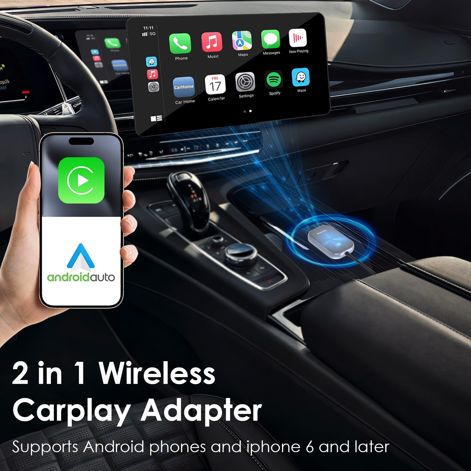 Wireless CarPlay Adapter - Convert Wired to Wireless CarPlay Dongle for iPhone & Android - Plug & Play Auto Kit for 2017+ Vehicles - Perfect for Hands-Free Driving & Seamless Music Streaming