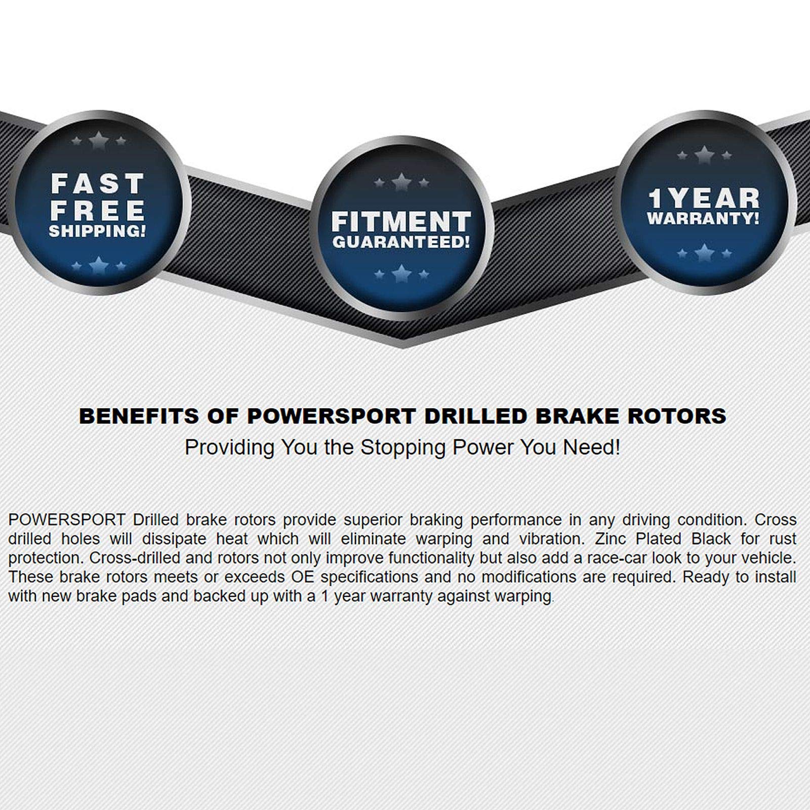 PowerSport Front & Rear Brake Pads & Rotors Kit - Ceramic Brake Pads with Drilled Rotors - Compatible with 2015-2019 Mini Cooper - Perfect for Performance Driving & Daily Commuting