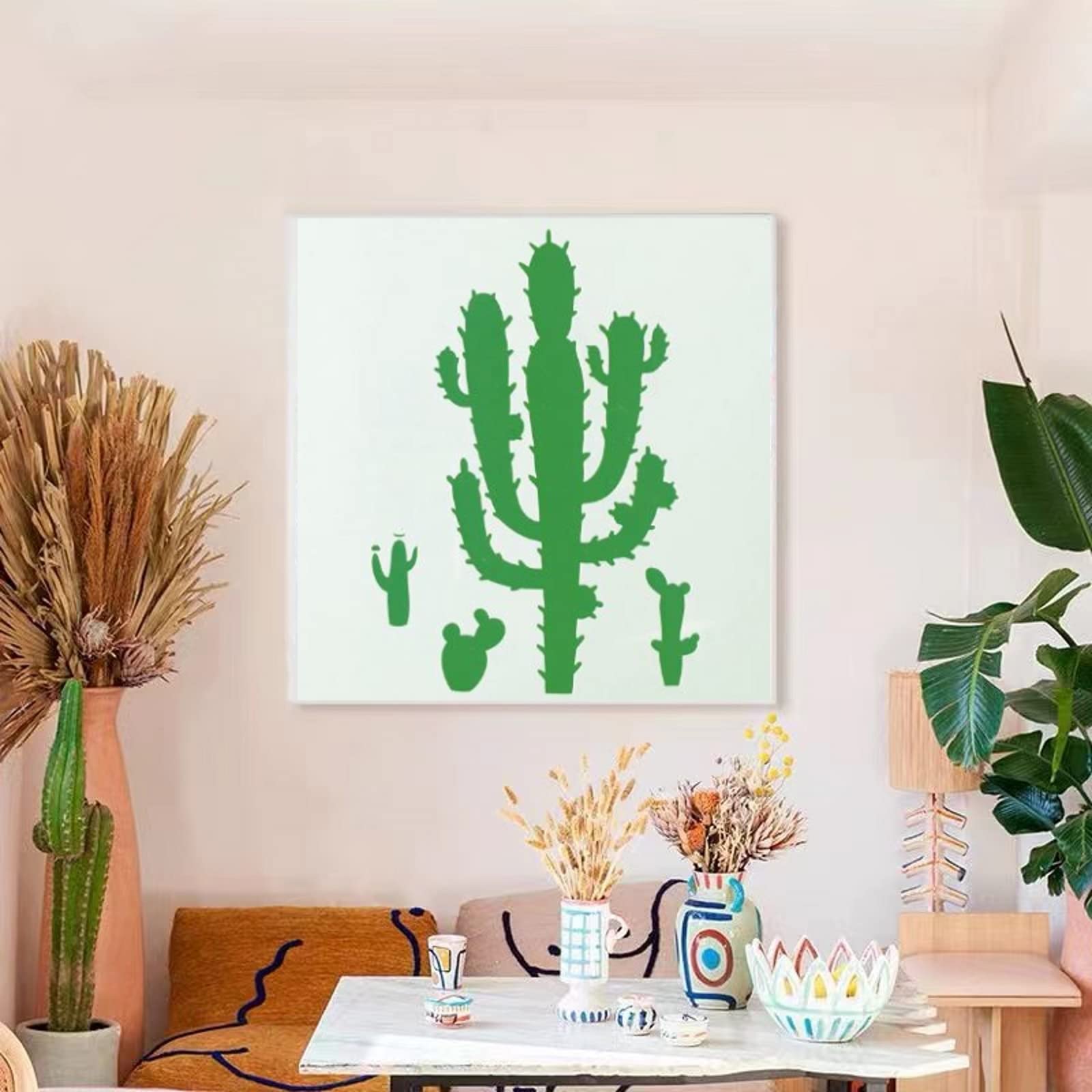 TIAMECH 8-Piece Reusable Cactus & Succulent Stencil Set for Painting, DIY Scrapbooking, and Home Decor - 6x6 Inch Palm Tree & Plant Templates - Perfect for Wall Art, Canvas Painting, and Craft Projects