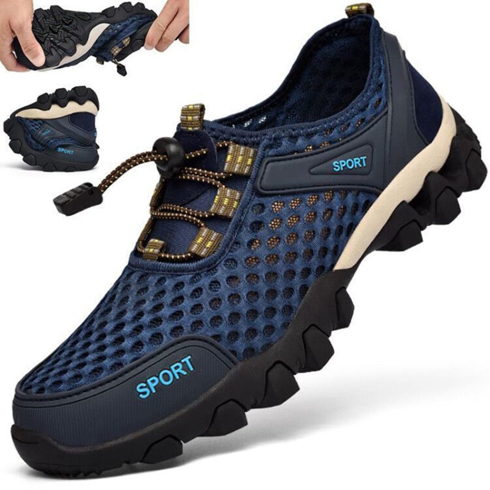 Men's Breathable Waterproof Hiking Shoes - Non-Slip Lightweight Trekking Shoes for Wide Feet | Summer Outdoor Climbing & Sports Activities | Perfect for Mountain Trails, Camping and Backpacking Adventures