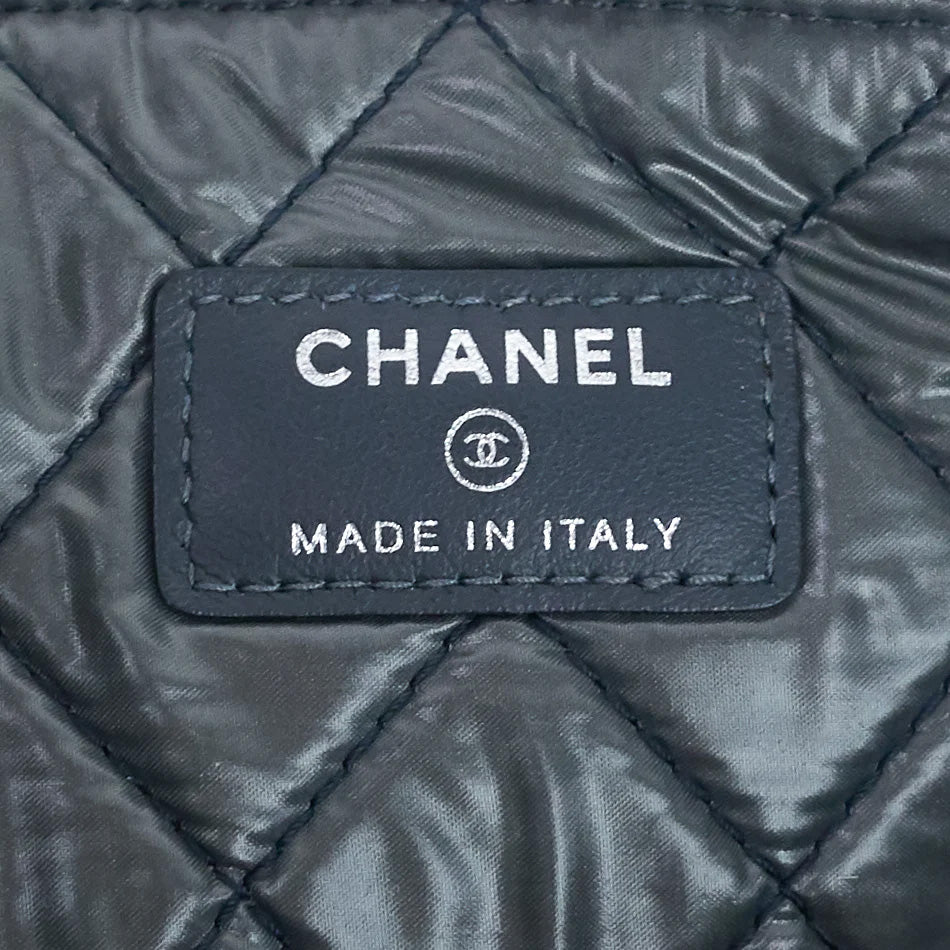 Chanel Deauville Grey Denim Sequin O Case - Luxury Designer Cosmetic Bag for Women, Perfect for Travel & Everyday Use