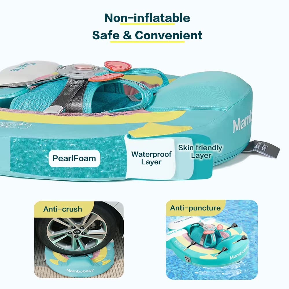 **Upgraded Baby Pool Float - Mambobaby Non-Inflatable Infant Swim Ring with Sun Canopy for 3-24 Months | Safe & Comfortable for Beach, Pool & Outdoor Water Play**