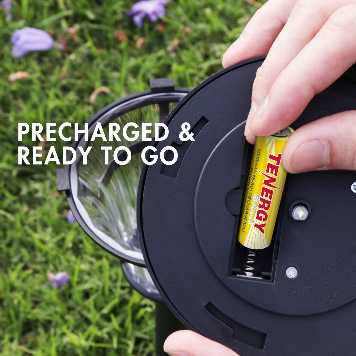 Tenergy Solla Rechargeable NiMH AA Batteries 1000mAh - 24 Pack Solar Batteries for Outdoor Garden Lights, Waterproof & Leak-Proof, Long Lasting 5+ Years, UL Certified - Perfect for Solar Powered Path Lights, Landscape Lighting & Decorative Yard Illumination