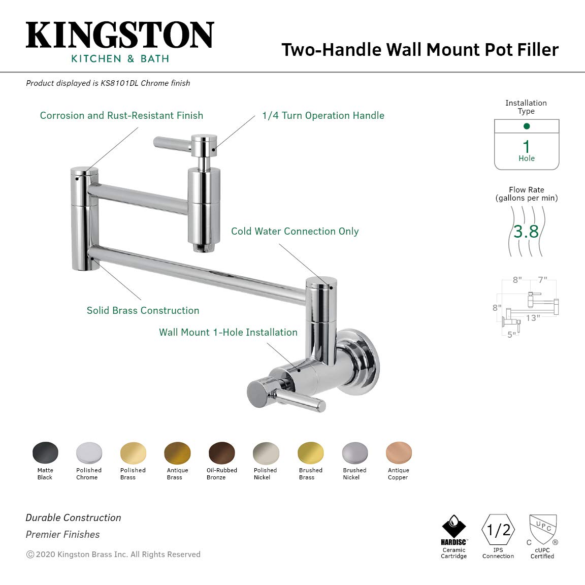 Kingston Brass KS8102DL Concord 13