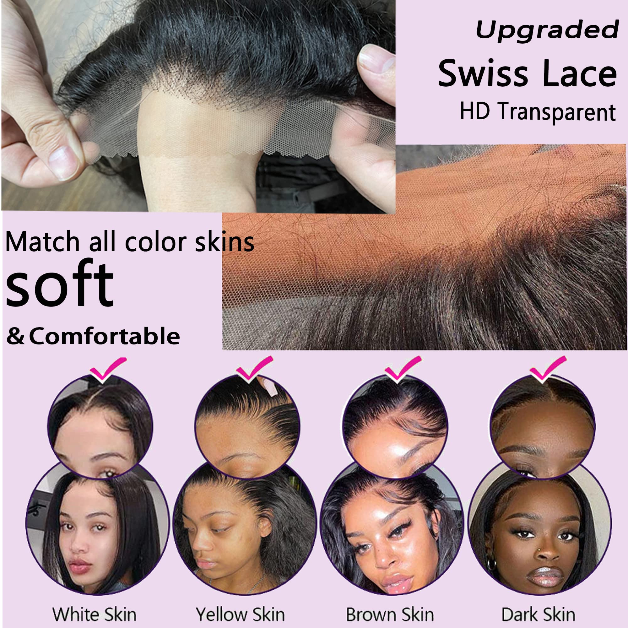 13x4 HD Transparent Lace Front Wig | Brazilian Virgin Human Hair | Water Wave Lace Front Wigs with Baby Hair | Pre-Plucked | 180% Density | 30 Inch Black Curly Wigs for Black Women | Perfect for Daily Wear, Parties & Special Occasions