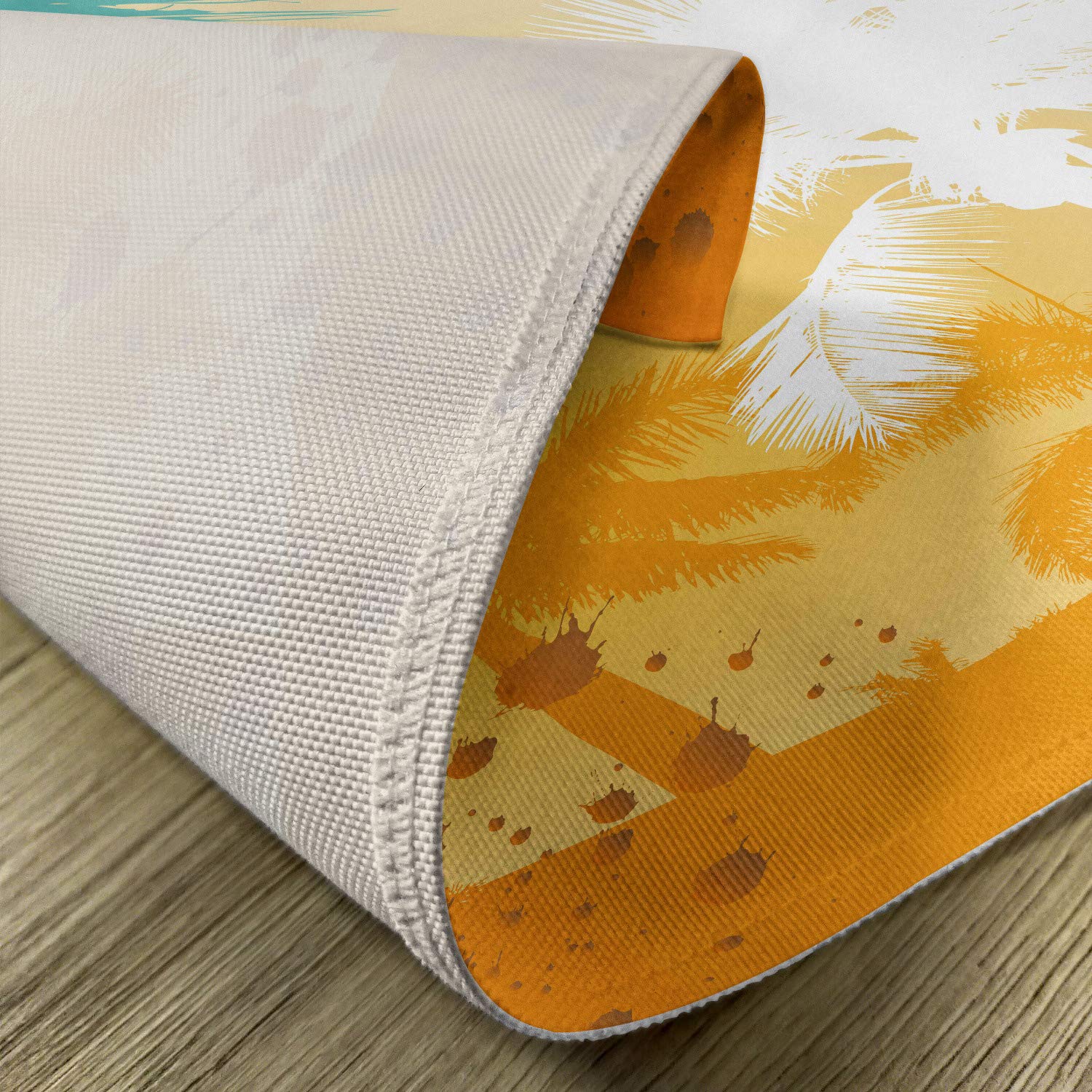 Ambesonne Tropical Place Mats Set of 4 - Vibrant Palm Silhouette Retro Design, Washable Fabric Table Mats for Dining Room & Kitchen Decor in Marigold, Teal & White | Perfect for Beach-Themed Parties, Summer Dining & Boho Home Styling