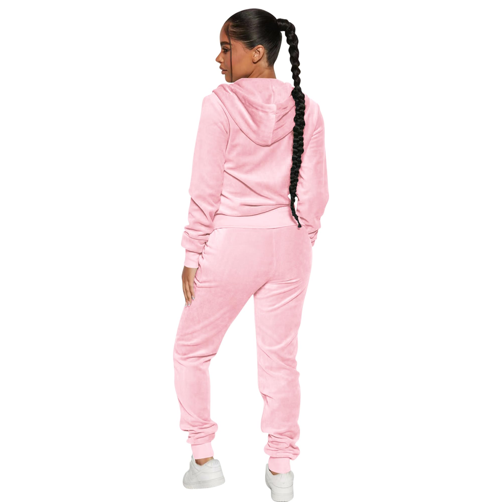 Yidengymx Women's 2-Piece Velour Tracksuit Set - Soft Velvet Hoodie & Jogger Pants Outfit for Lounge, Workout & Casual Wear