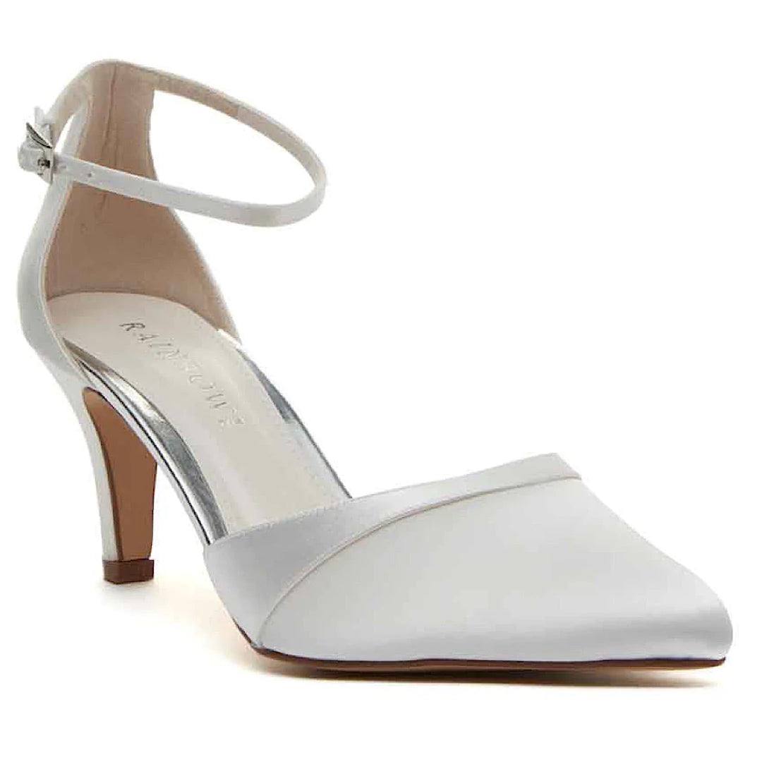 Ivory Satin Wedding Shoes for Bride by Rainbow Club - Harper Collection | Elegant Bridal Heels for Church Ceremony & Reception