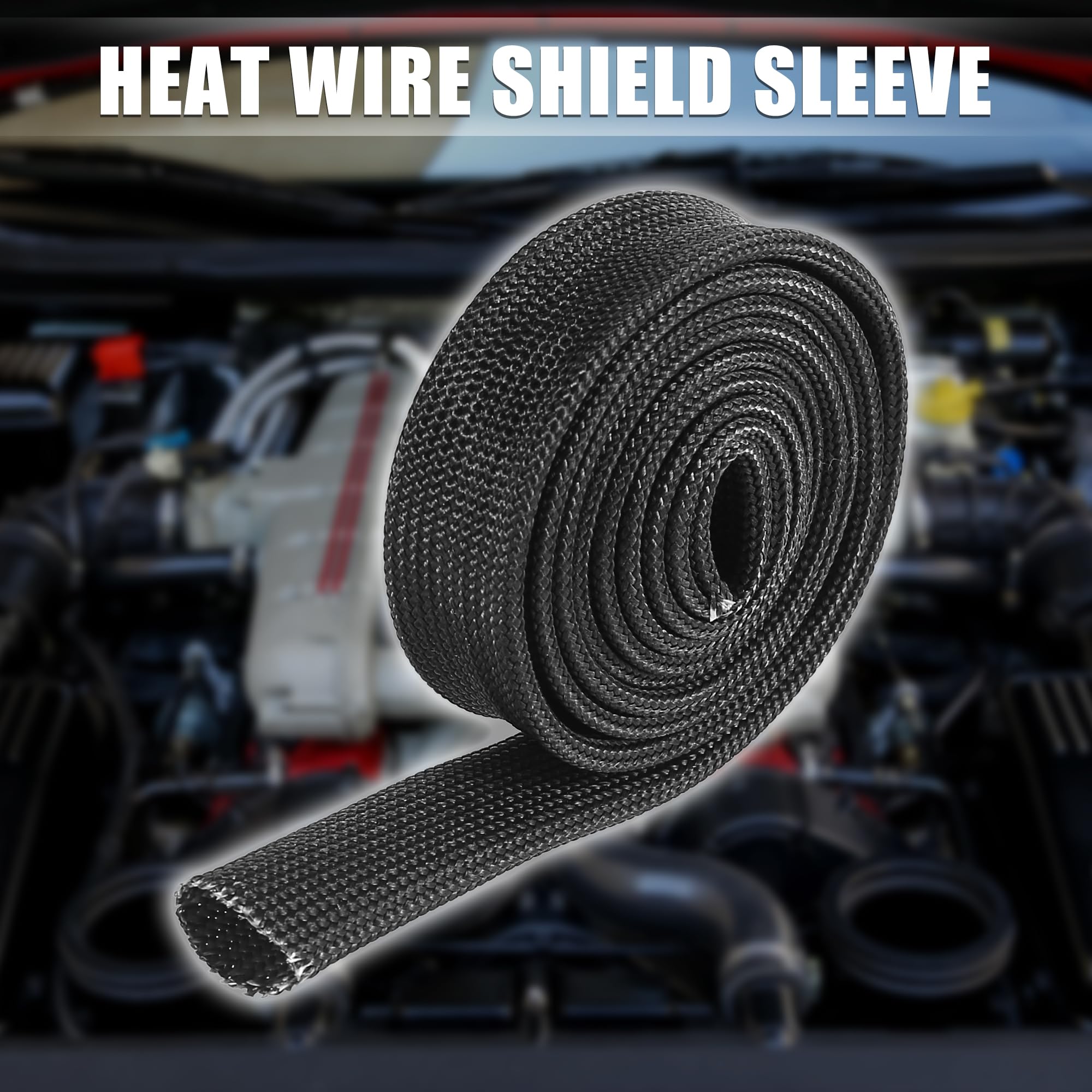 X AUTOHAUX 10mm x 3.2ft Fiberglass Heat Shield Sleeve - High Temperature Resistant Wire Loom Protector (3/8