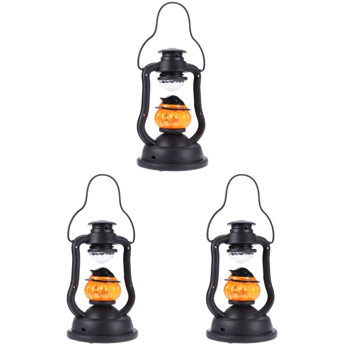 PRETYZOOM 3 Pack Halloween Kerosene Lantern Lights - Battery Operated Hanging Flashing LED Lights with Sound Effects for Outdoor Halloween Decorations, Parties, and Haunted House Atmosphere