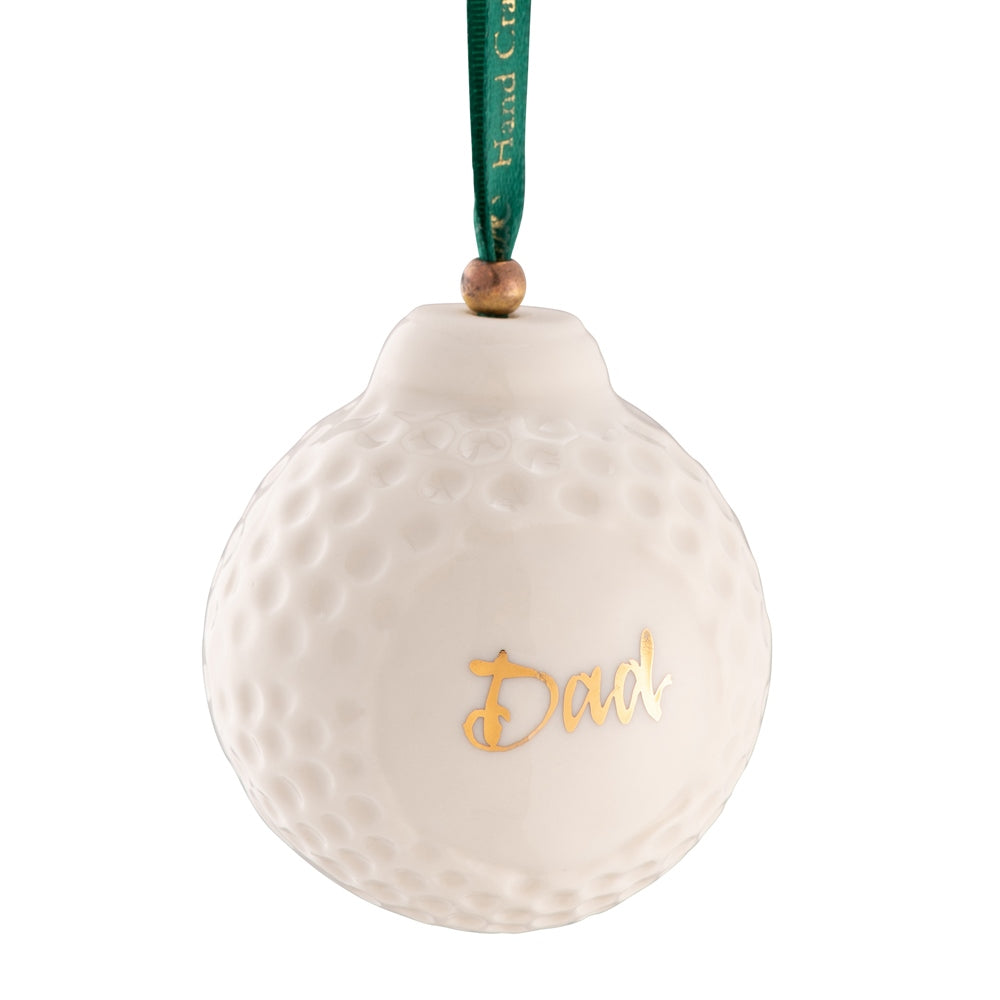 Belleek Classic Golf Ball Hanging Ornament - Elegant Home & Office Decor for Golf Lovers, Perfect Gift for Christmas, Birthdays, and Golf Tournaments