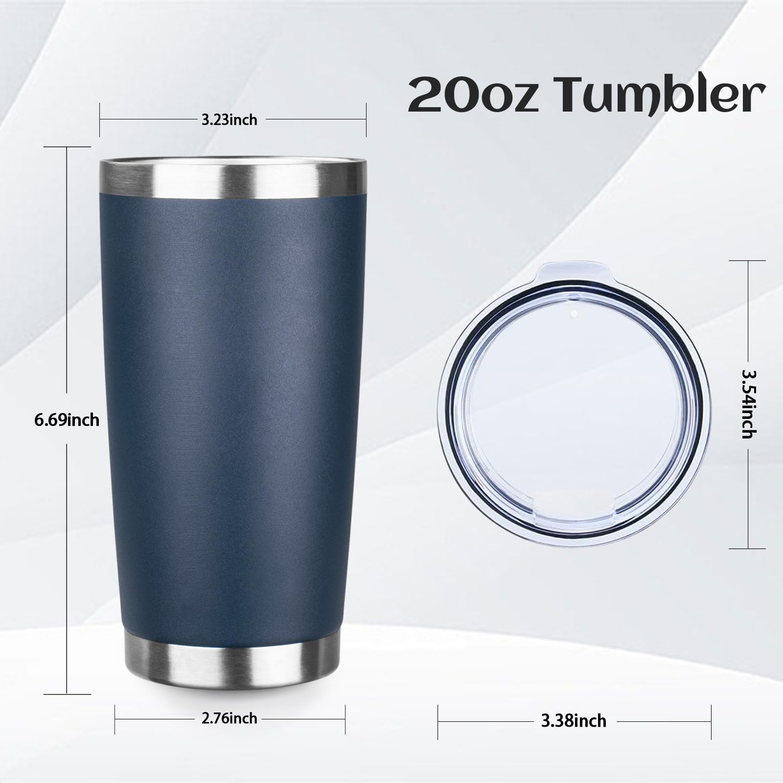 StarSpeed 20oz Stainless Steel Insulated Tumbler with Lid - Double Wall Vacuum Insulated Travel Mug for Hot & Cold Drinks - Bulk Pack of 6 Navy Blue Powder Coated Coffee Cups - Perfect for Office, Gym, Camping & Road Trips