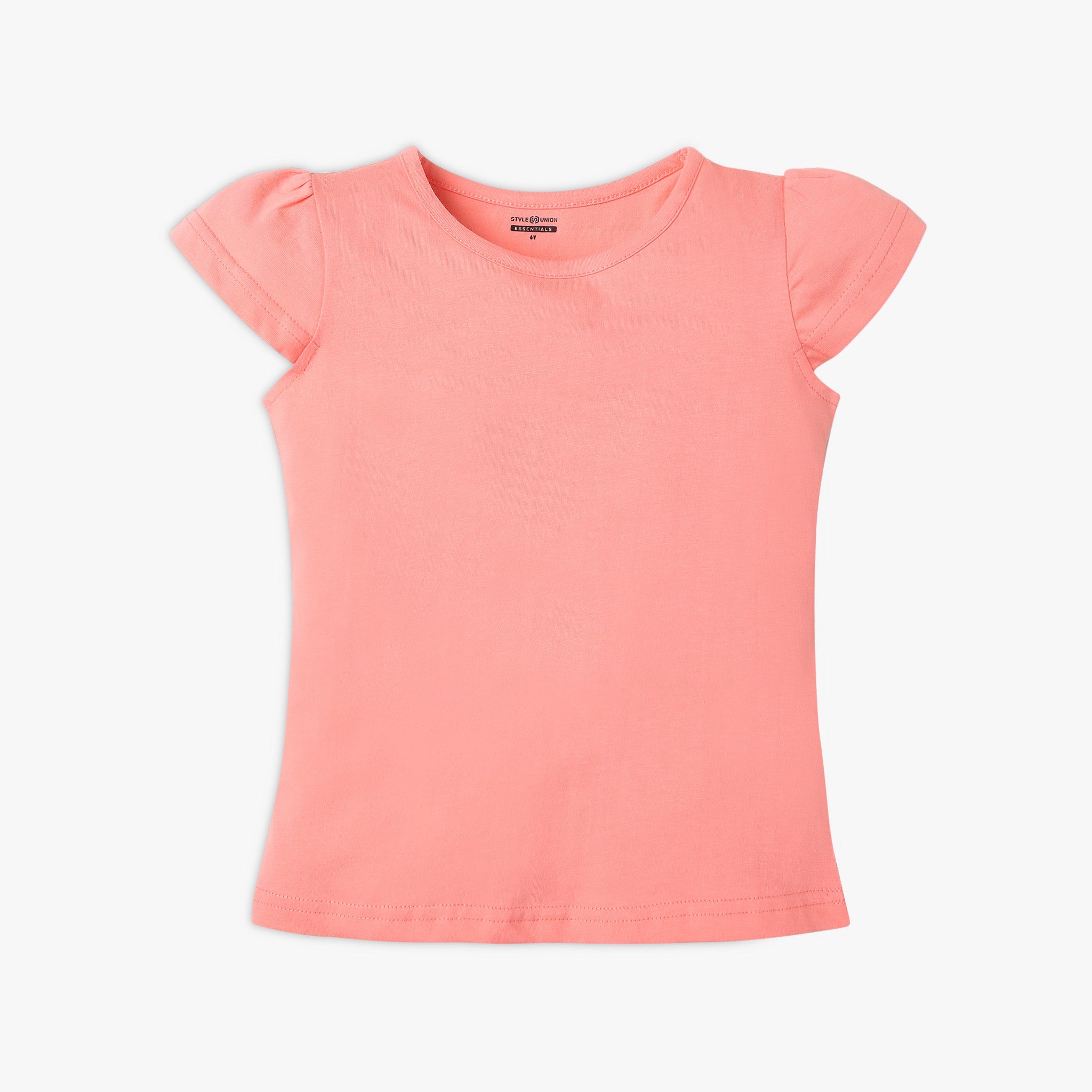 Girl's Regular Fit Solid Color Cotton T-Shirt - Soft & Comfortable for Everyday Wear, School, and Playtime
