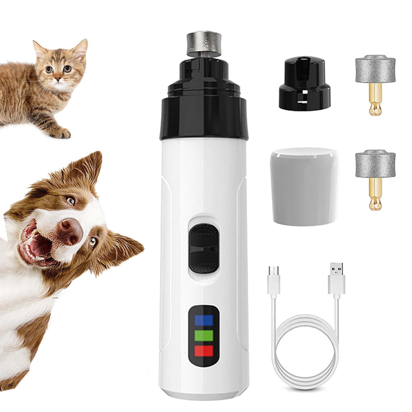 Heusom Silent Groom Pro Nail Grinder for Dogs and Cats - Rechargeable USB Pet Nail Trimmer with 3 Grinding Heads, Ultra-Quiet Operation & Ergonomic Design | Perfect for Home Grooming, Puppy Nail Care, and Professional Pet Grooming