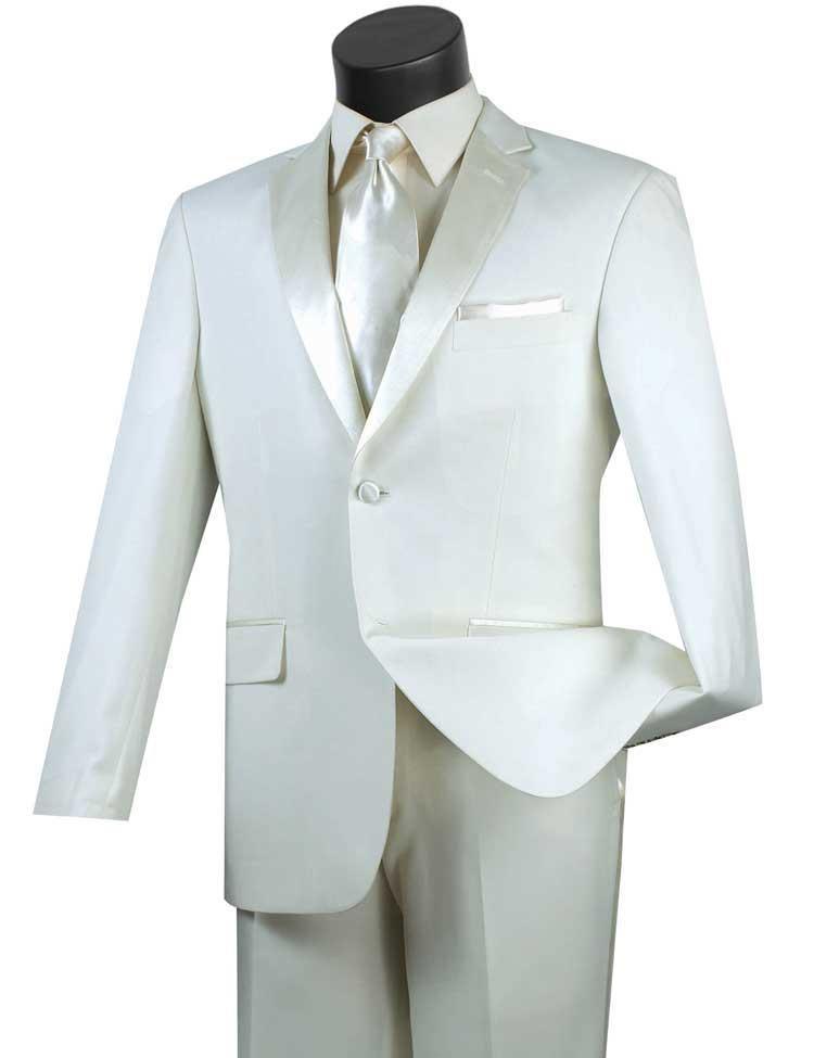 Slim Fit Ivory 2 Piece Tuxedo Suit for Men - Formal Wedding, Prom & Evening Wear | Elegant Dinner Jacket & Dress Pants Set