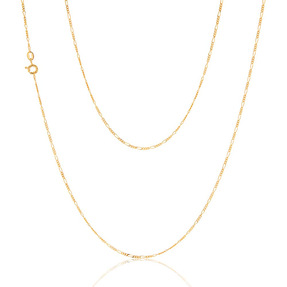 9ct Yellow Gold 40 Gauge 1:3 Figaro Chain 56cm - Elegant Jewelry for Women & Men, Perfect for Everyday Wear, Gifts & Special Occasions