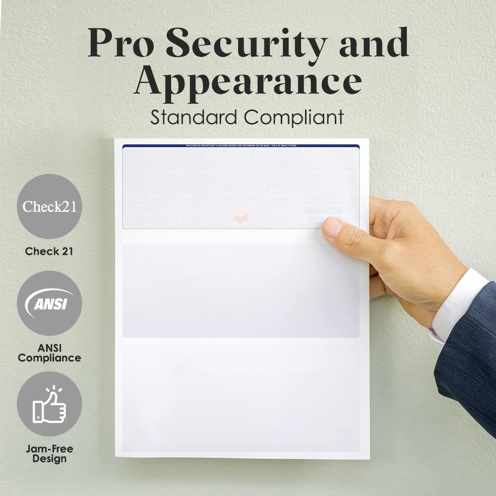 ABC Computer Checks Compatible with QuickBooks - 500 Sheets, Marble Blue Design for Professional Business & Office Use | Checks on Top Format for Easy Printing