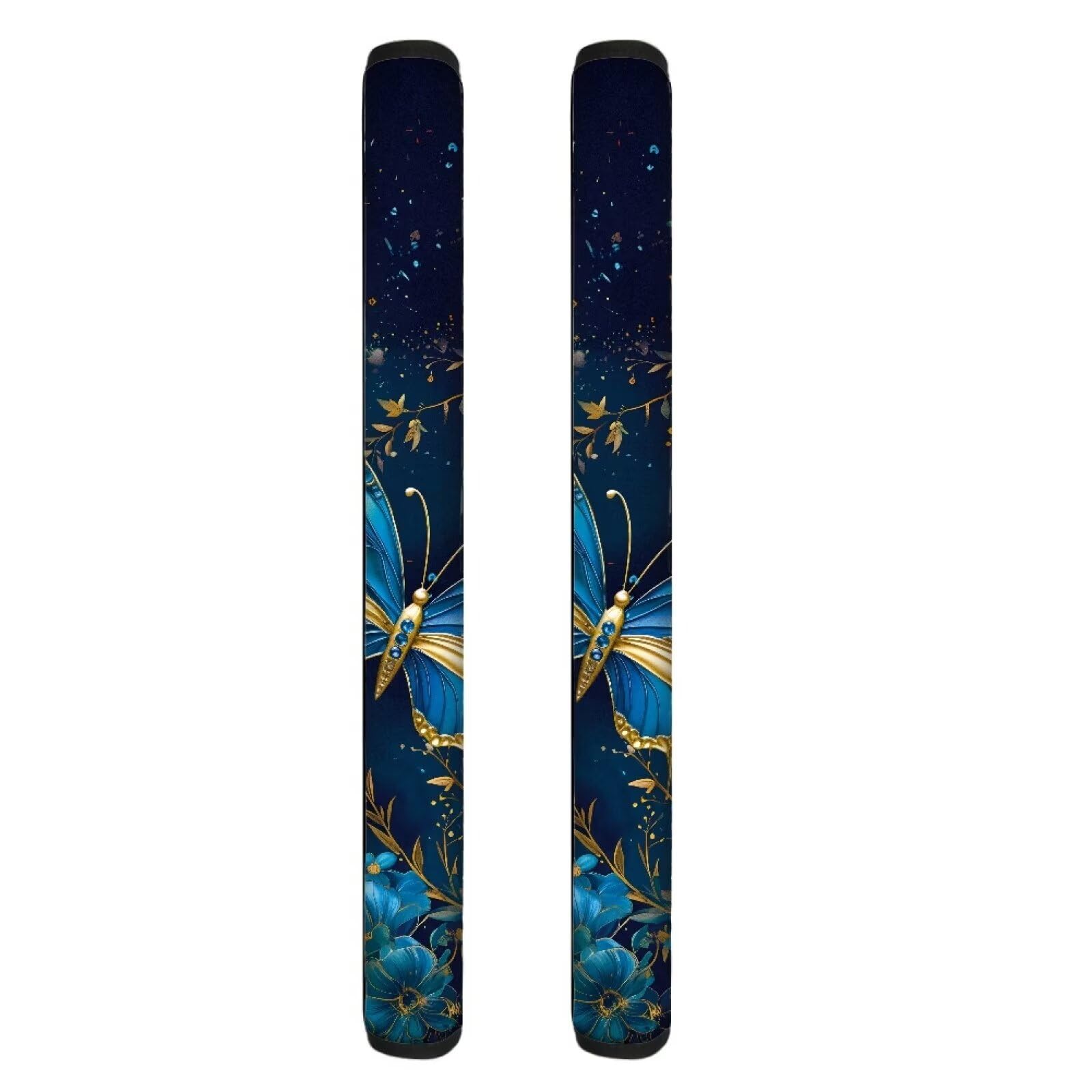 DISNIMO 2-Pack Blue Floral Butterfly Refrigerator Handle Covers - Kitchen Appliance Protector for Fridge & Microwave, Anti-Slip Grip, Stain Resistant (Perfect for Home, Office & Dorm Use)