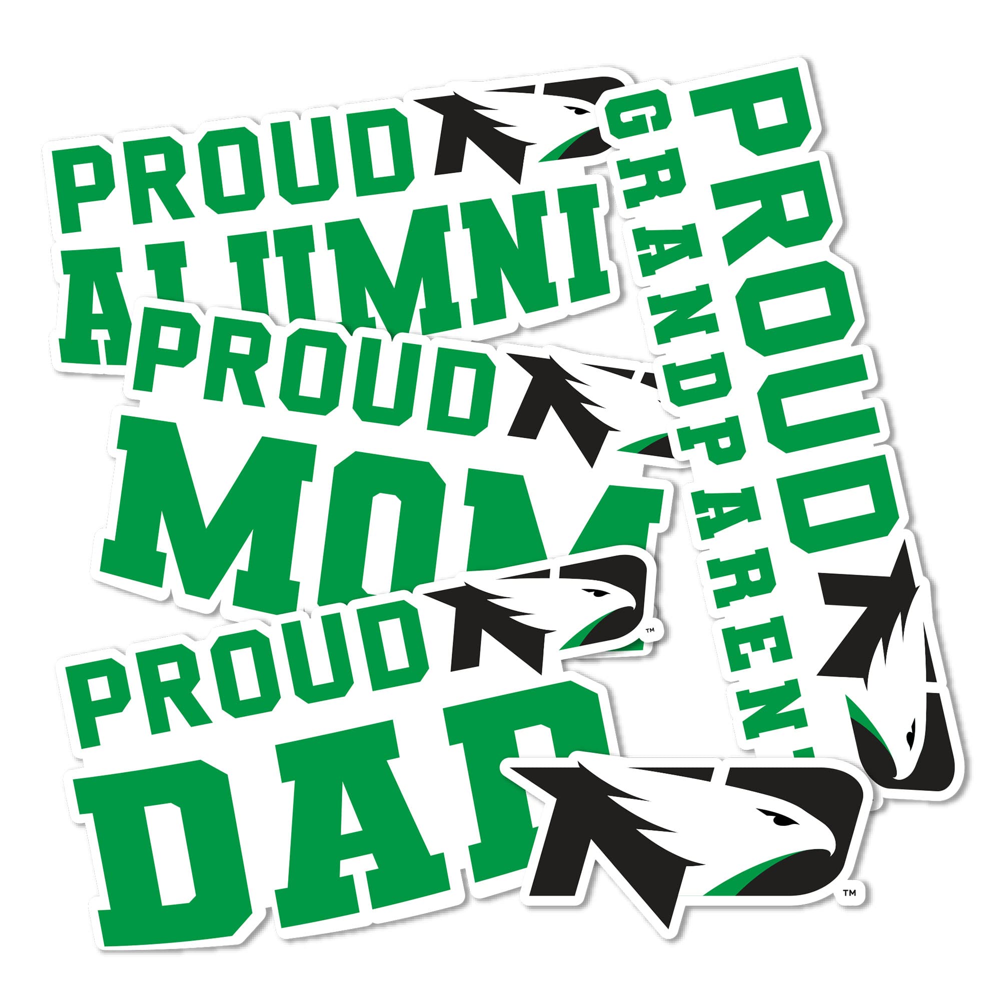 University of North Dakota UND Fighting Hawks Vinyl Decal Sticker Set - Desert Cactus Design for Laptop, Water Bottle, Car, Scrapbook (Family Full Sheet) - Perfect for School Spirit, College Pride & Fan Gifts
