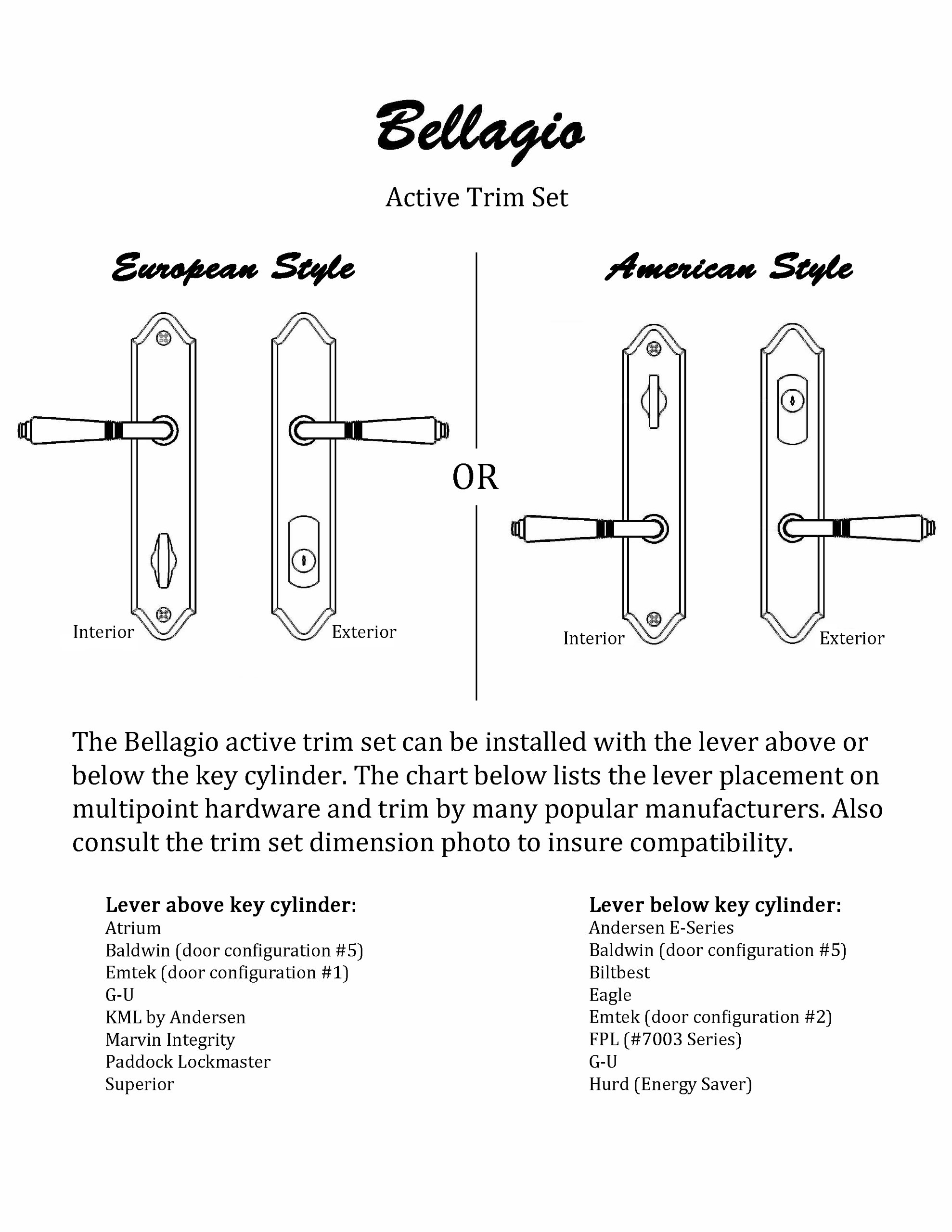 FPL Bellagio Active Trim Multipoint Lock Lever Set in Oil Rubbed Bronze - Perfect for Entry Doors & Home Security Upgrades