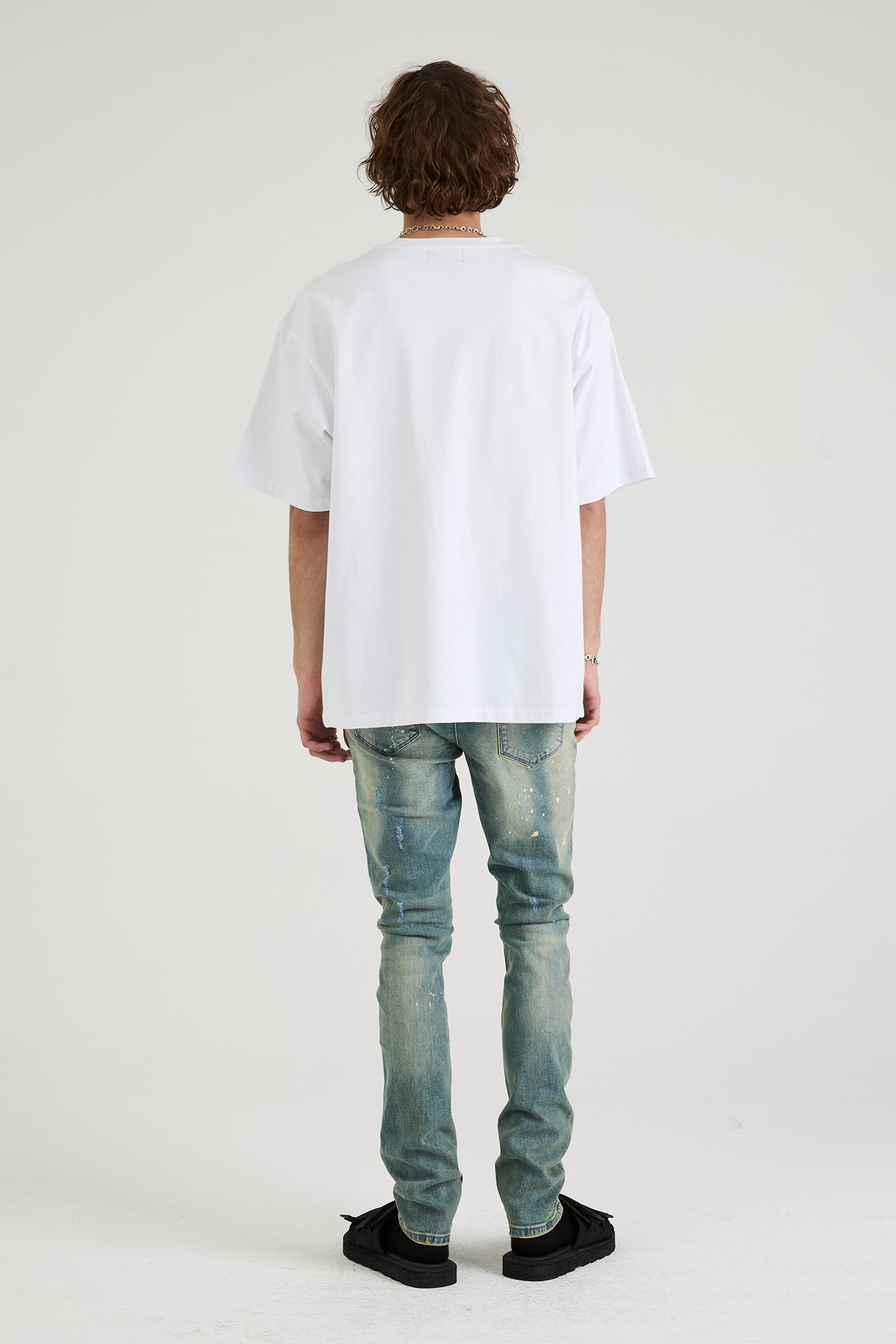 Colin Oversized Short Sleeve Tee - White Etched Monogram Cotton T-Shirt for Men | Casual Streetwear & Summer Outfit Essential