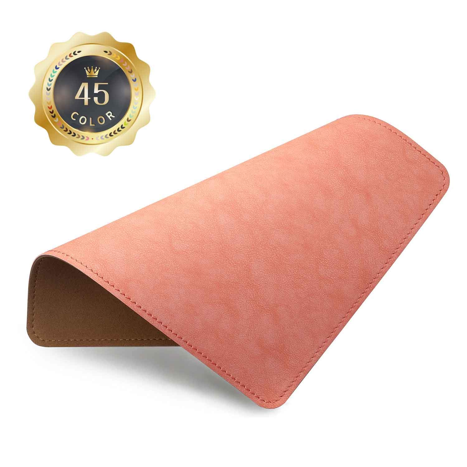 Premium PU Leather Mouse Pad with Stitched Edge - Non-Slip Microfiber Base & Waterproof Surface - 8x11 Inch Pink Computer Mouse Pad for Office, Gaming & Home Use (Laptop & PC Compatible)
