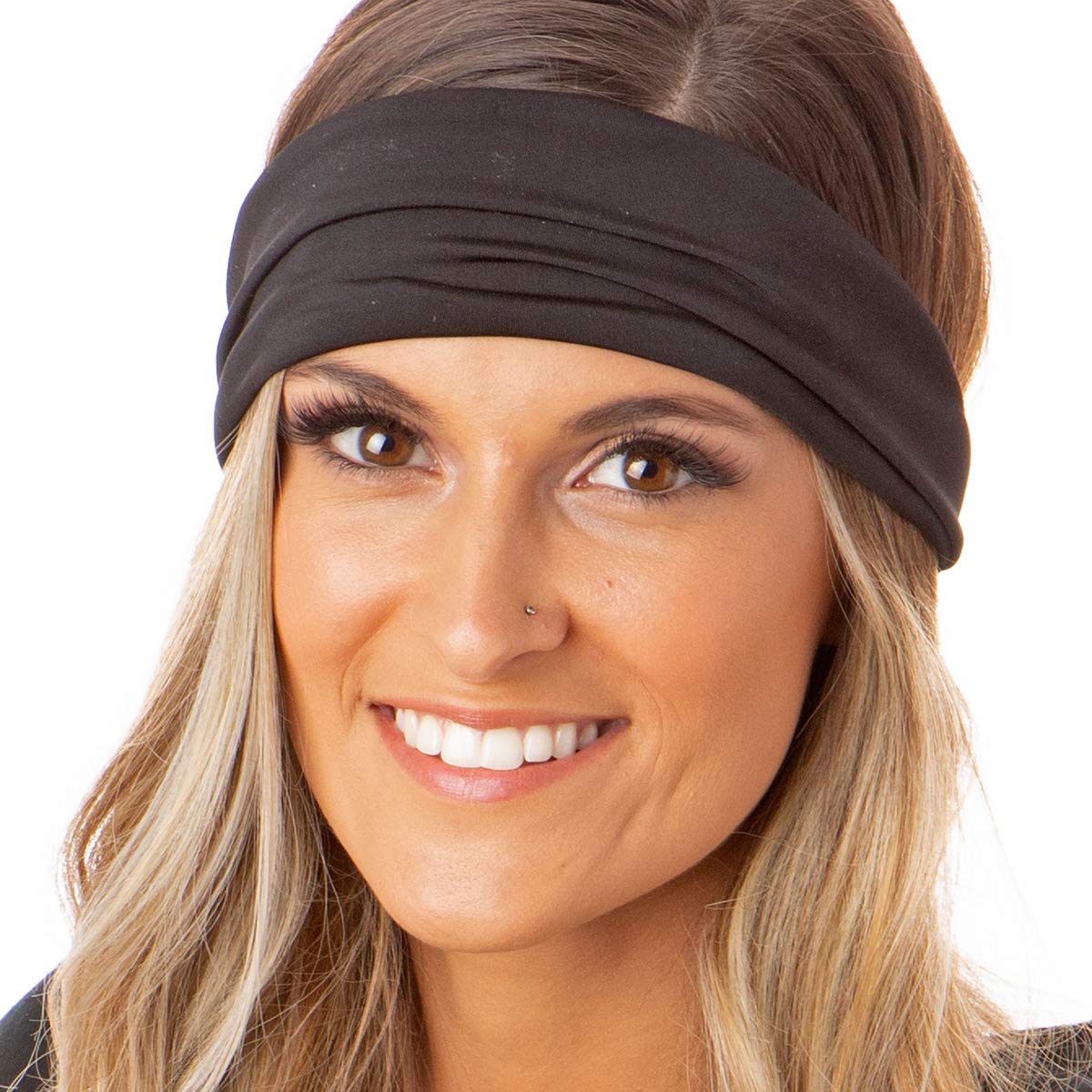 Hipsy Adjustable Stretchy Xflex Wide Headbands for Women, Girls & Teens - Soft Comfortable Hair Accessories for Workouts, Yoga, Running & Everyday Style