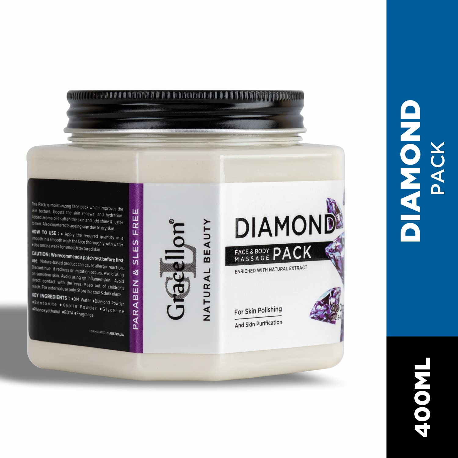 Gracellon Diamond Face & Body Massage Pack – Improves Skin Elasticity, Stimulates & Brightens for Radiant Complexion | Spa & Home Skincare Treatment