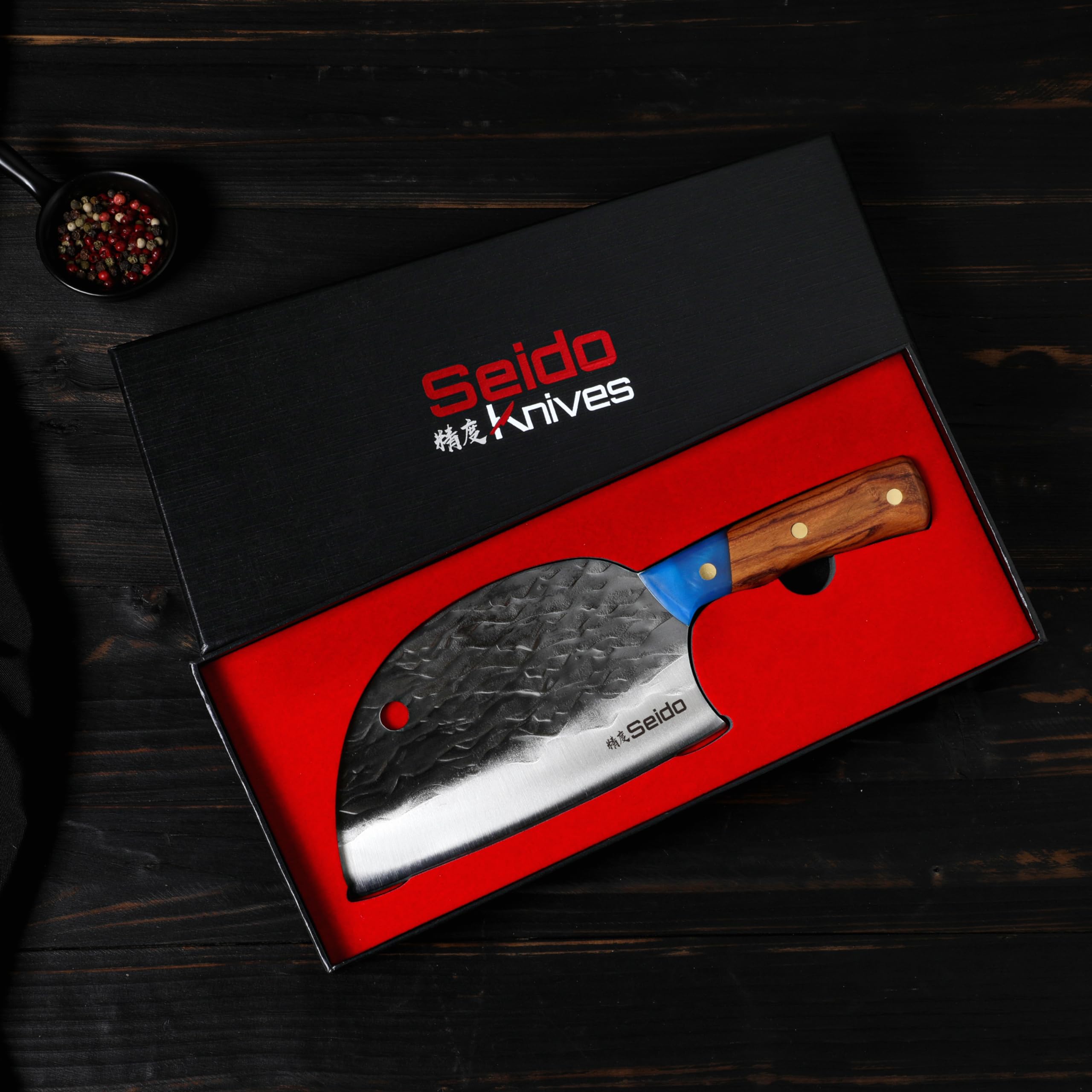 **Kaiyo Cleaver Knife - High-Carbon Stainless Steel Blade with Ergonomic Resin Handle - Professional Meat Cleaver for Slicing, Chopping Bones & BBQ - Ideal for Home Kitchen, Camping & Outdoor Cooking**