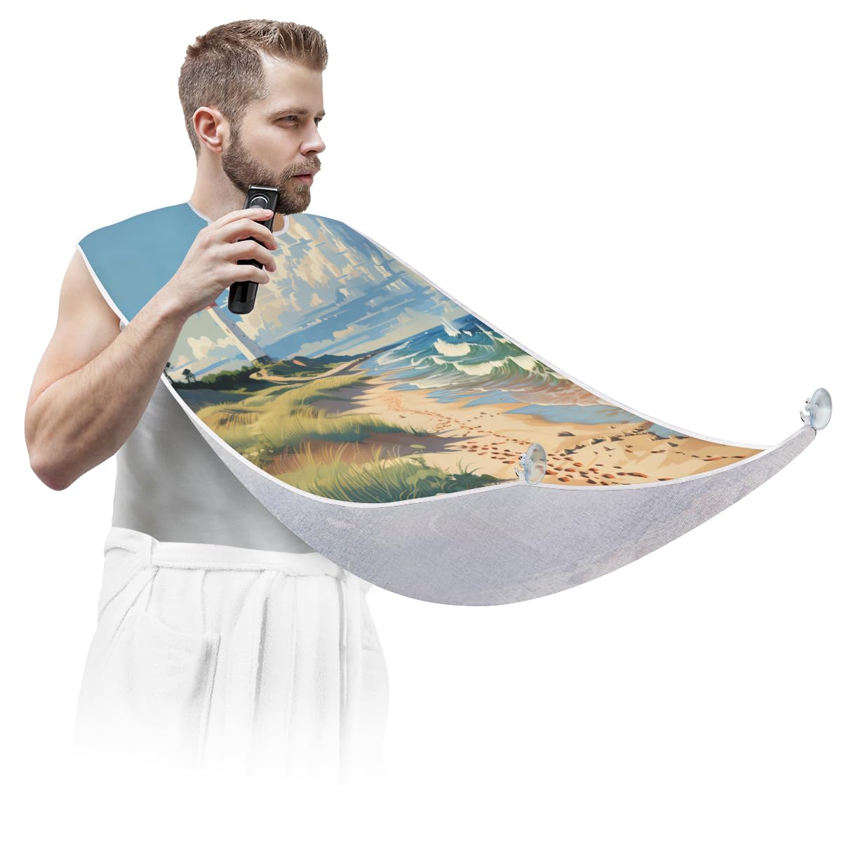 **Men's Beard Shaving Bib - Waterproof Hair Dye & Makeup Apron for Barbers & Stylists - Sink Hair Catcher for Easy Cleanup - Perfect for Home Grooming & Salon Use**
