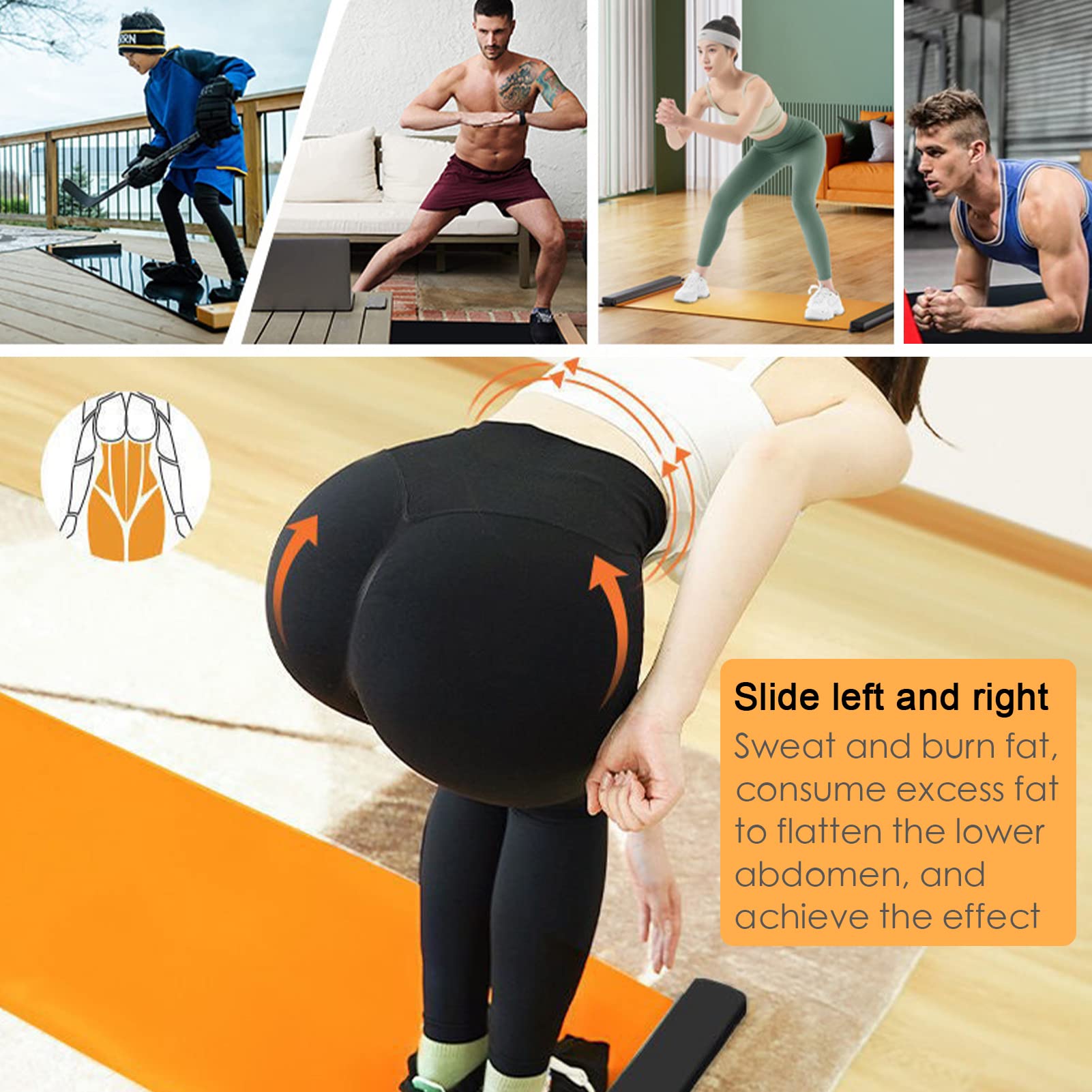 Portable Ice Hockey Slide Board Training Aid - Home Gym Equipment for Workout, Balance & Cardio Exercise | Improve Agility with Included Shoe Booties & Carrying Bag | Perfect for Hockey Training, Home Fitness & Sports Performance