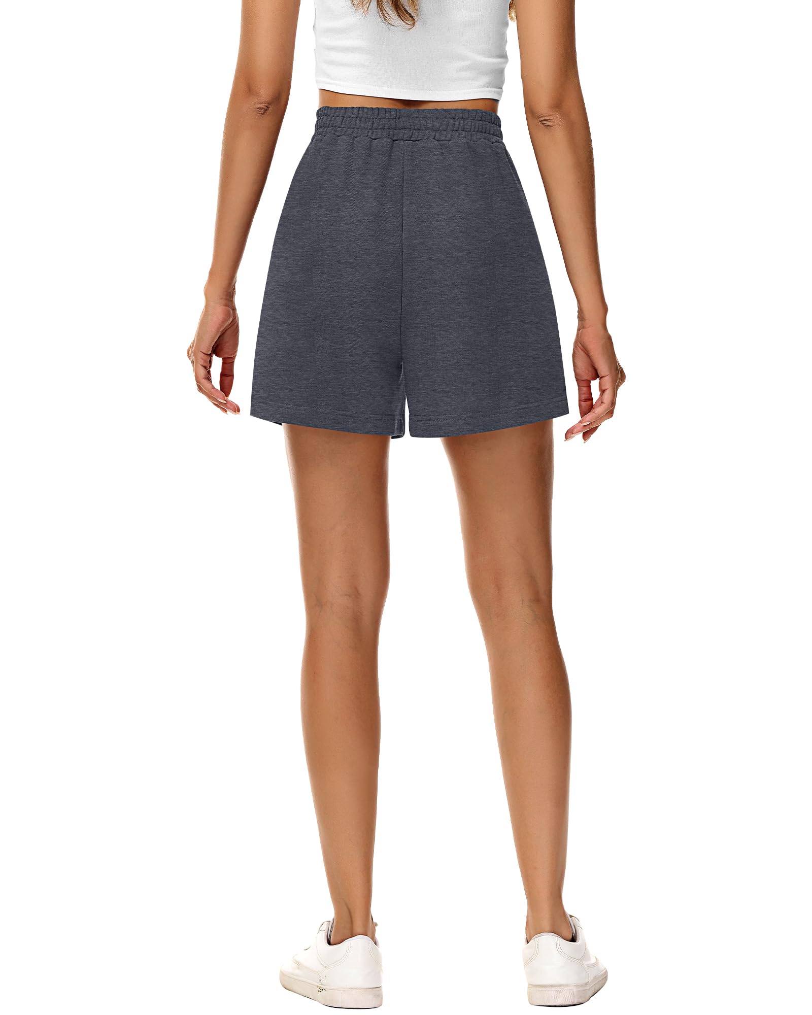 3 Pcs Women's High Waisted Sweat Shorts with Drawstring & Pockets - Athletic Running Shorts for Yoga, Gym, Workout & Casual Wear