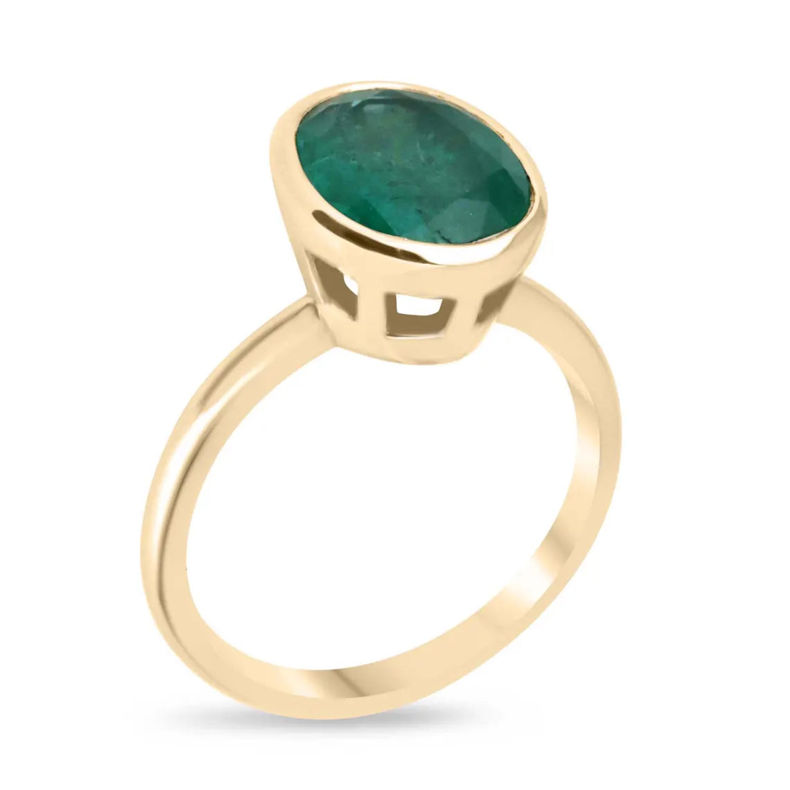 3.21ct Dark Green Oval Emerald Solitaire Ring - Elegant Statement Jewelry for Engagement, Wedding & Special Occasions