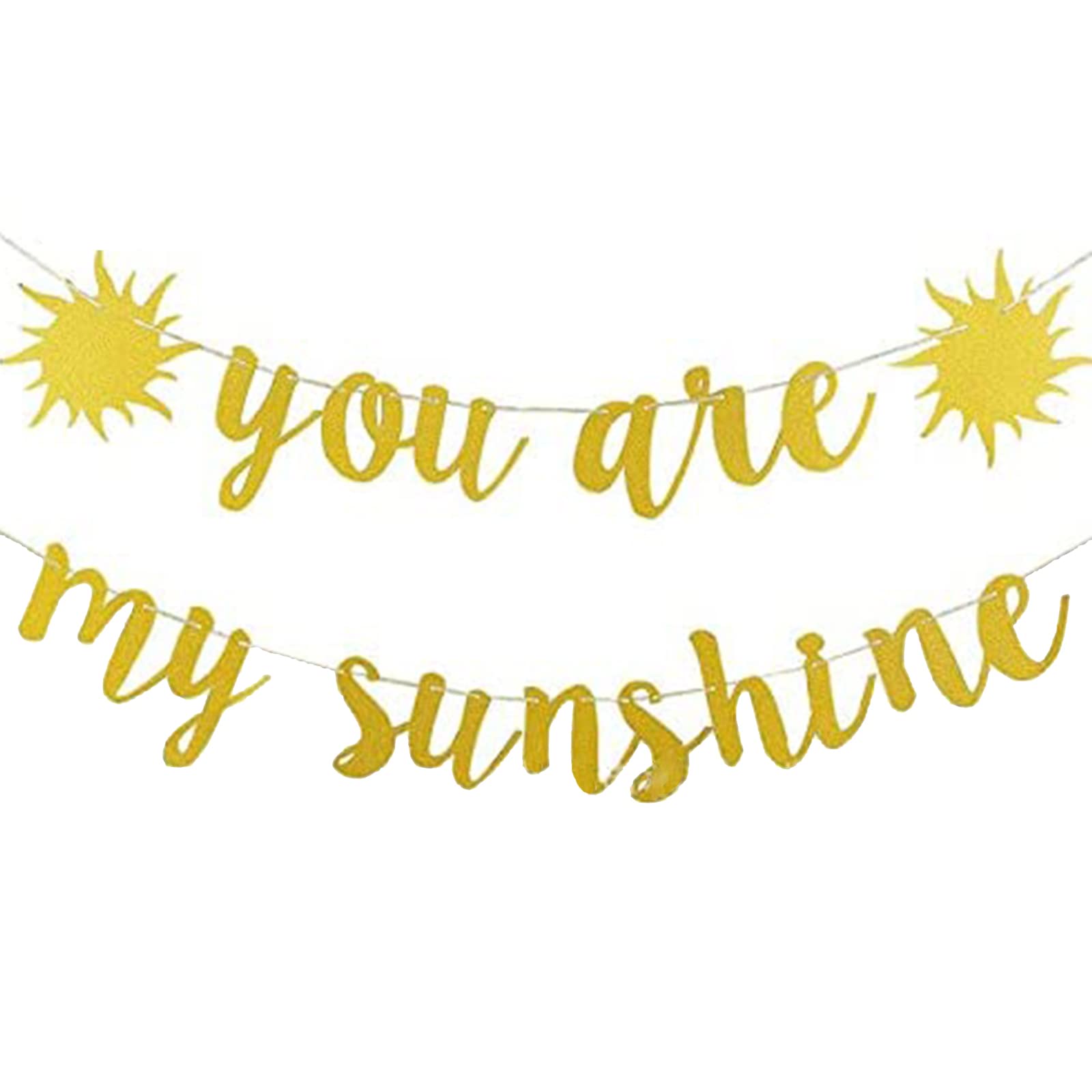 You Are My Sunshine Banner - Baby Shower & Kids Birthday Party Decorations | Pre-Strung Gold Fancy Paper Garland | Perfect for Nursery, Gender Reveal & Birthday Celebrations