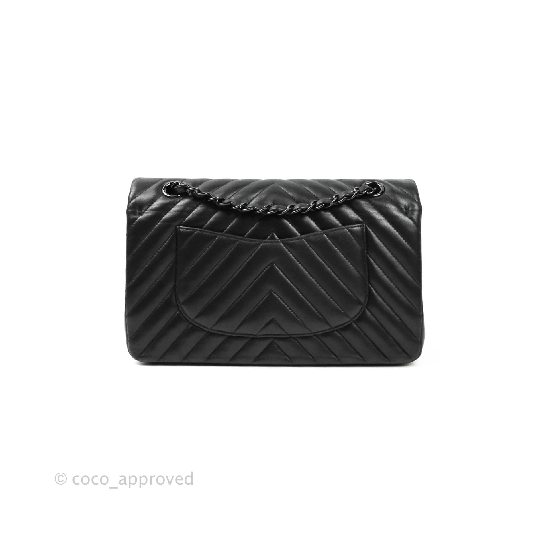 Chanel Classic Chevron M/L Medium Double Flap Bag in So Black Lambskin Leather - Luxury Handbag for Women, Perfect for Evening Events & Special Occasions