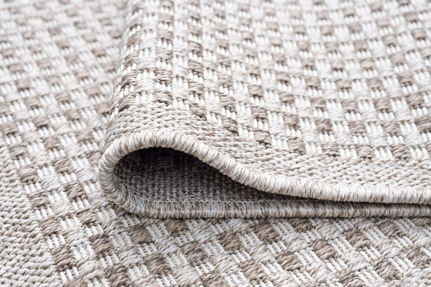 Dickens Taupe 6-Foot Round Outdoor Area Rug - Modern Basketweave Design for Living Room, Bedroom, or Dining Room | Perfect for Patio, Deck, and Indoor Decor