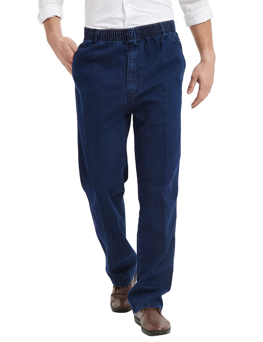 IDEALSANXUN Men's Stretch Comfort Fit Elastic Waist Jeans - Casual & Work Pants for Everyday Wear, Travel & Outdoor Activities