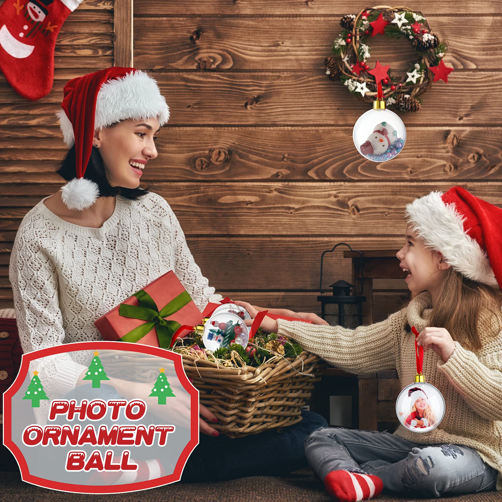 6 Pack Clear Plastic Photo Ornament Balls - DIY Personalized Christmas Decorations with Hanging Hooks for Tree, Gifts, and Home Holiday Decor