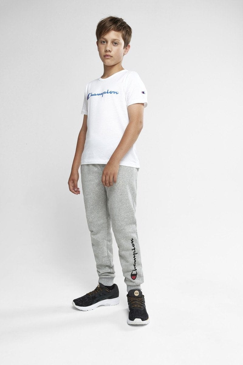 Champion Junior Script Grey Track Pants for Boys & Girls - Comfortable Athletic Joggers for School, Sports & Casual Wear