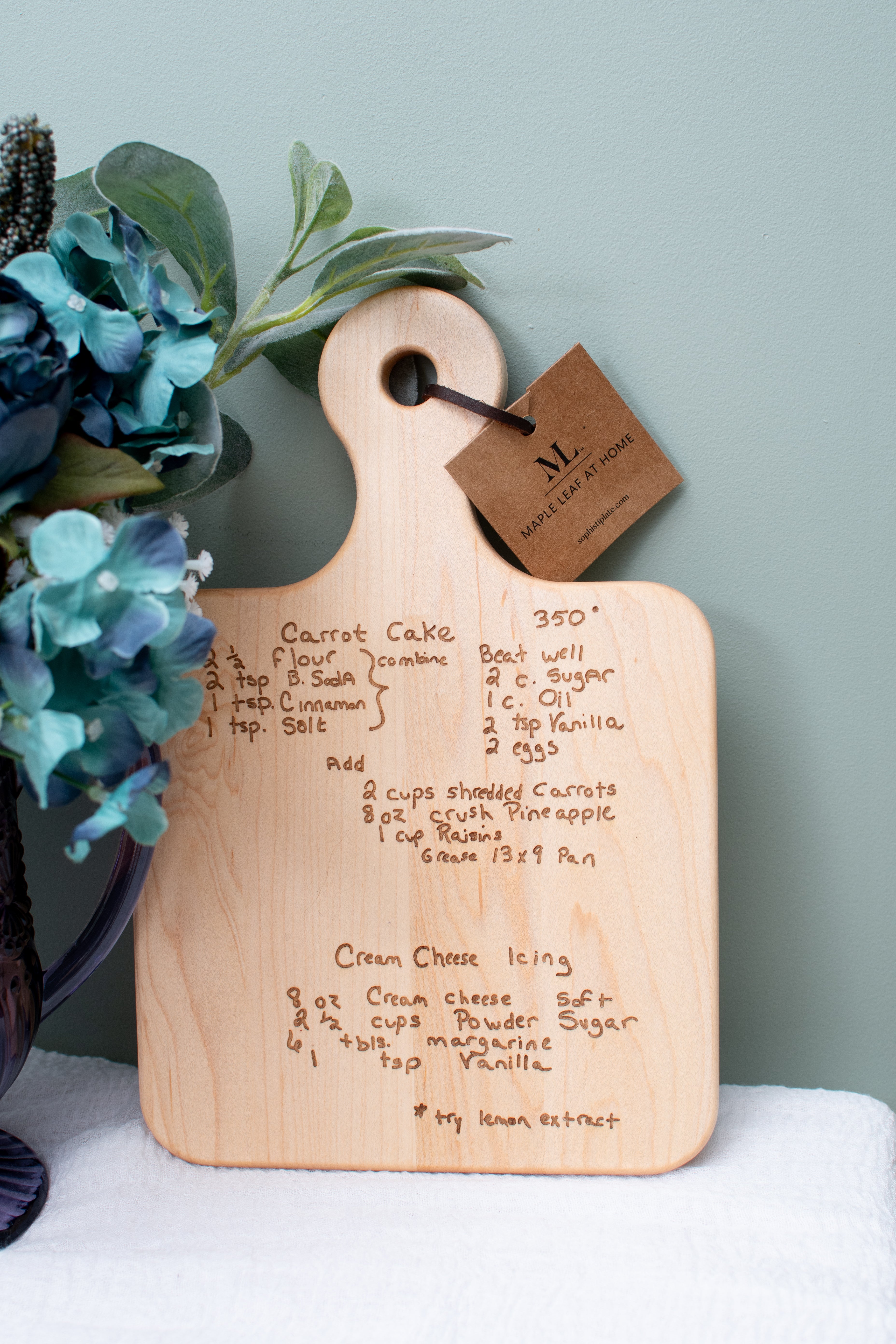Personalized Engraved Maple Recipe Cutting Board - 12
