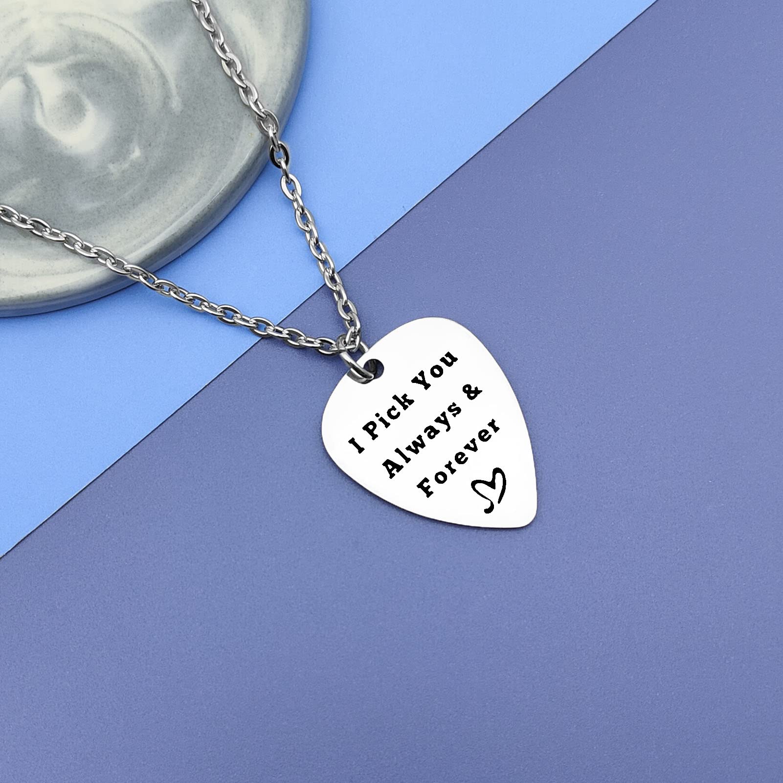 Stainless Steel Guitar Pick Pendant Necklace - Unique Musical Jewelry Gift for Guitar Players, Men & Women - Perfect for Birthday, Christmas, Anniversary - Great for Concerts, Music Lessons & Everyday Wear