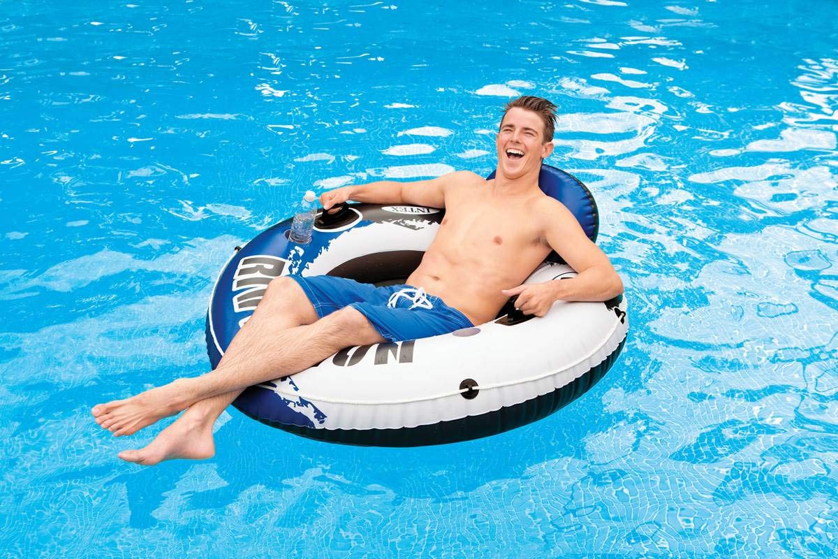 Intex River Run 1 Inflatable Floating Tube Raft - 18 Pack for Adults & Kids - Heavy Duty PVC Material for Lake, Pool, Ocean & River Water Fun - Perfect for Summer Parties, Beach Trips & Relaxing on Water