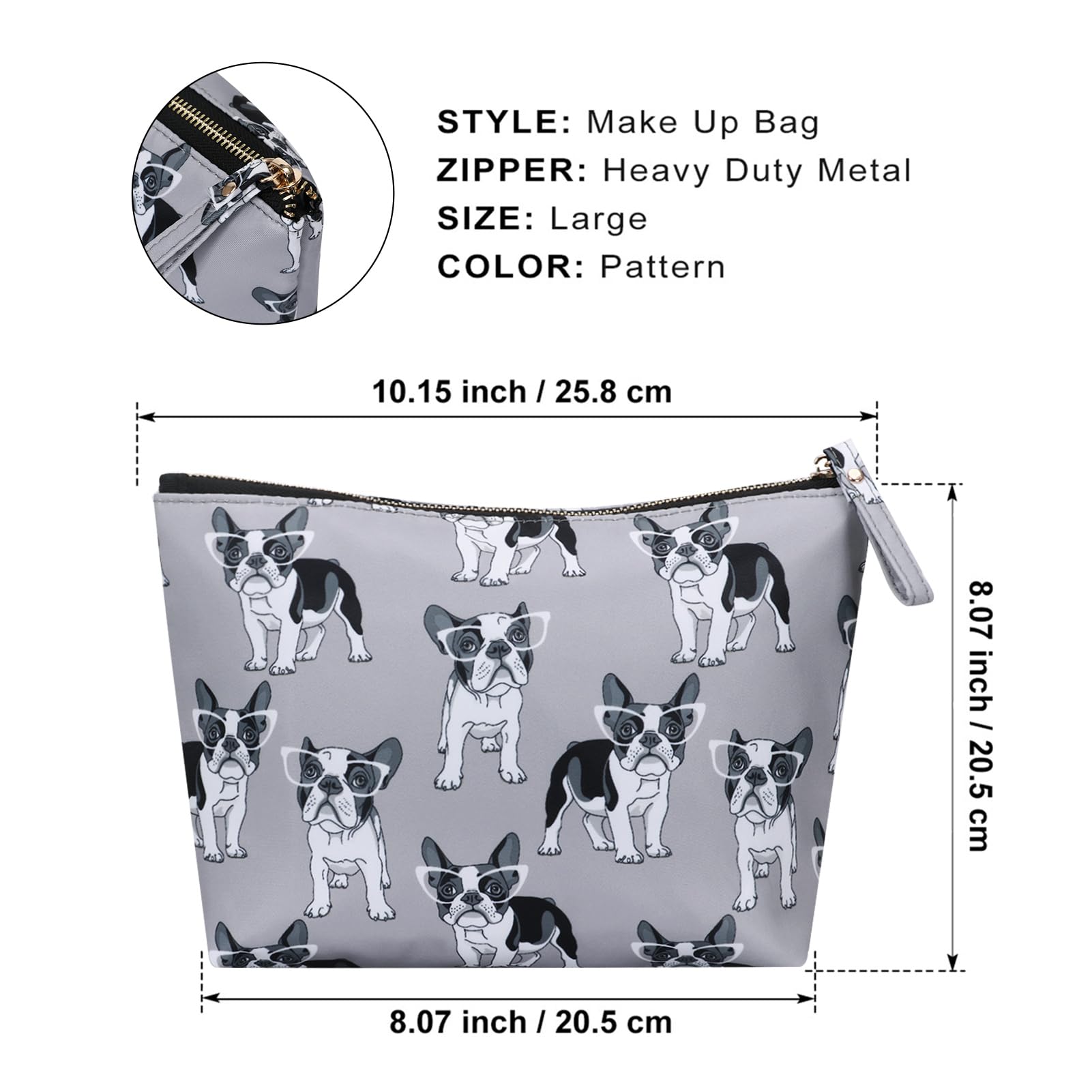 Waterproof Travel Makeup Bag - Small Cosmetic Toiletry Case for Women | Perfect for Vacation, Gym & Daily Use | Cute Dog Pattern Design