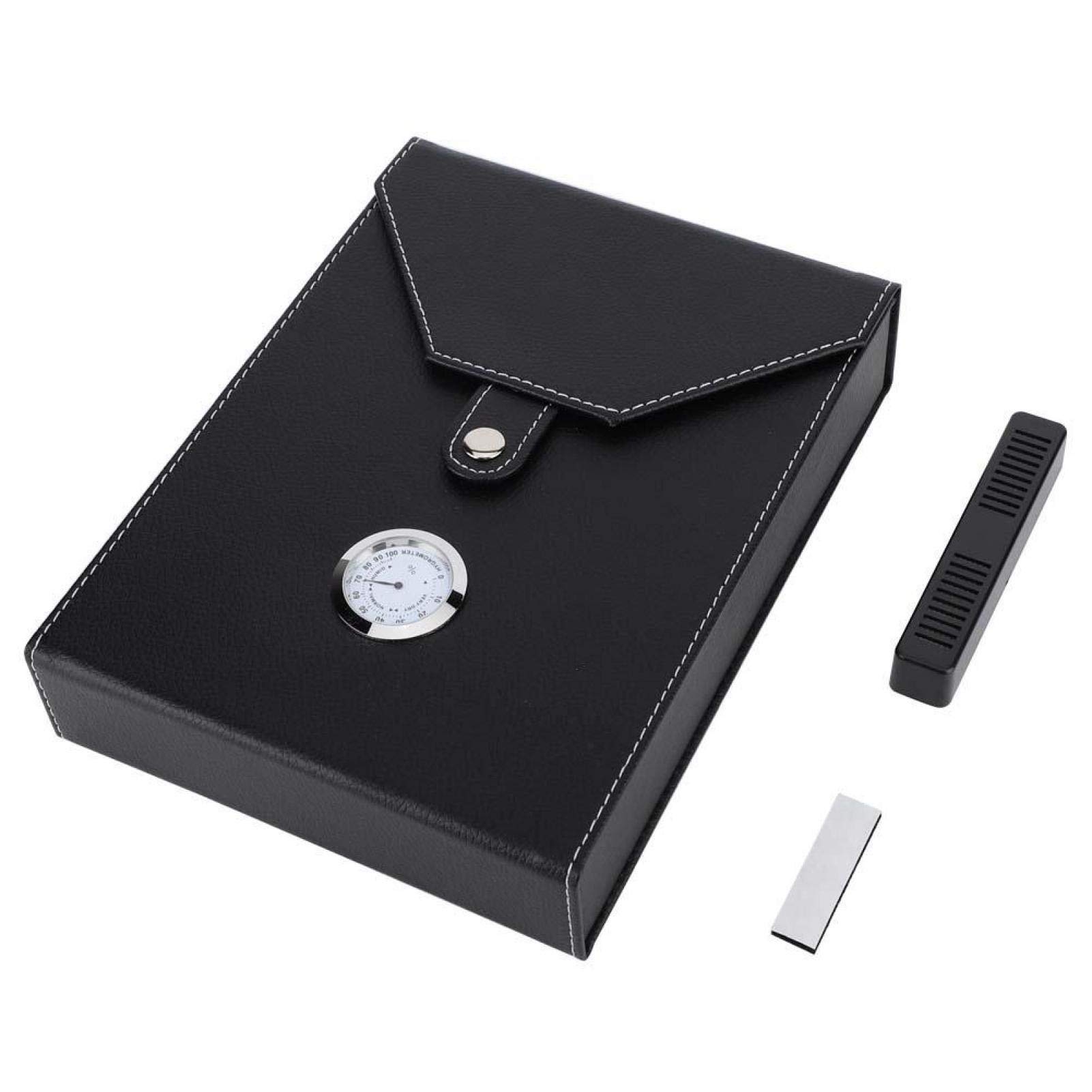 Premium Mini Portable Leather Humidor Cigar Box - Cedar Wood Cigarette Storage Case with Airtight Seal (Black) | Perfect for Travel, Home Use & Gifts for Cigar Enthusiasts