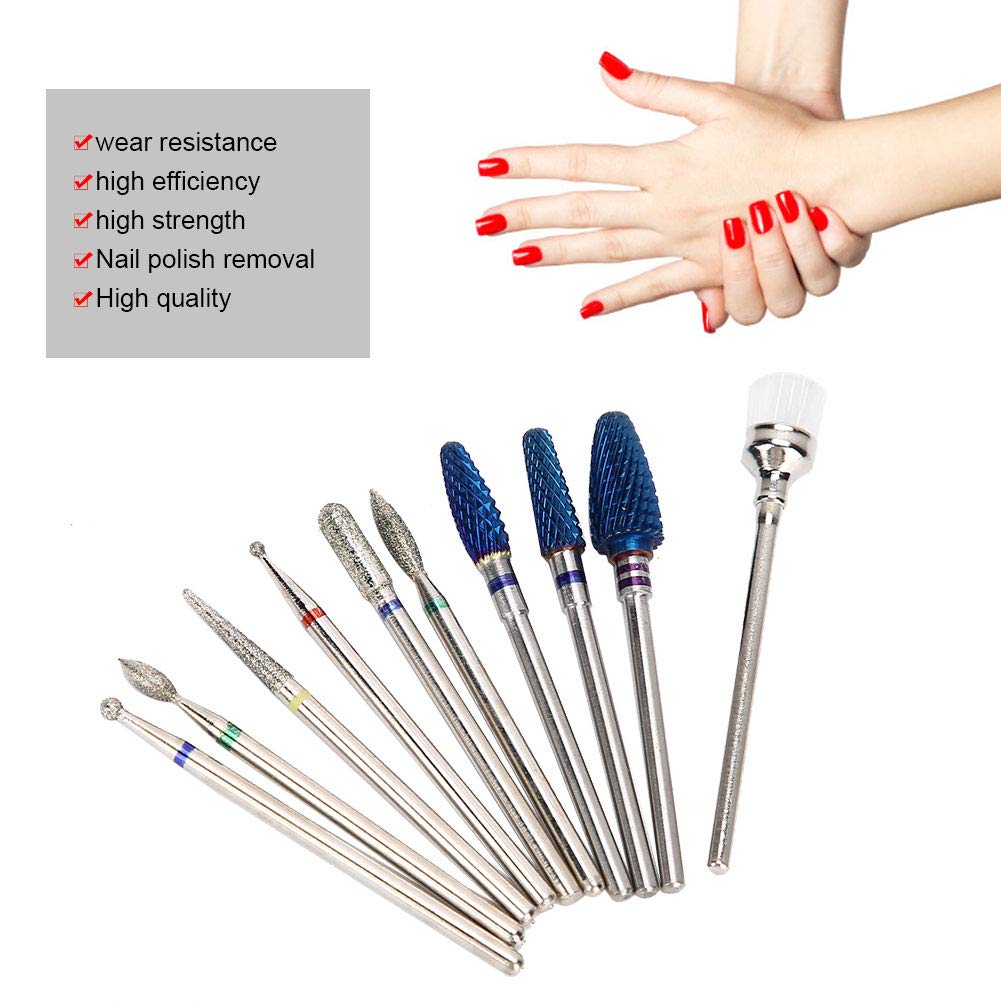 Professional Electric Nail Drill Machine Kit - 10pcs High Efficiency Nail Drill Bits & Grinding Heads for DIY Nail Art, Manicure & Pedicure | Perfect for Home Salon, Professional Nail Technicians & Beauty Enthusiasts | Great for Gel Polish Removal, Acrylic Nails & Nail Extensions
