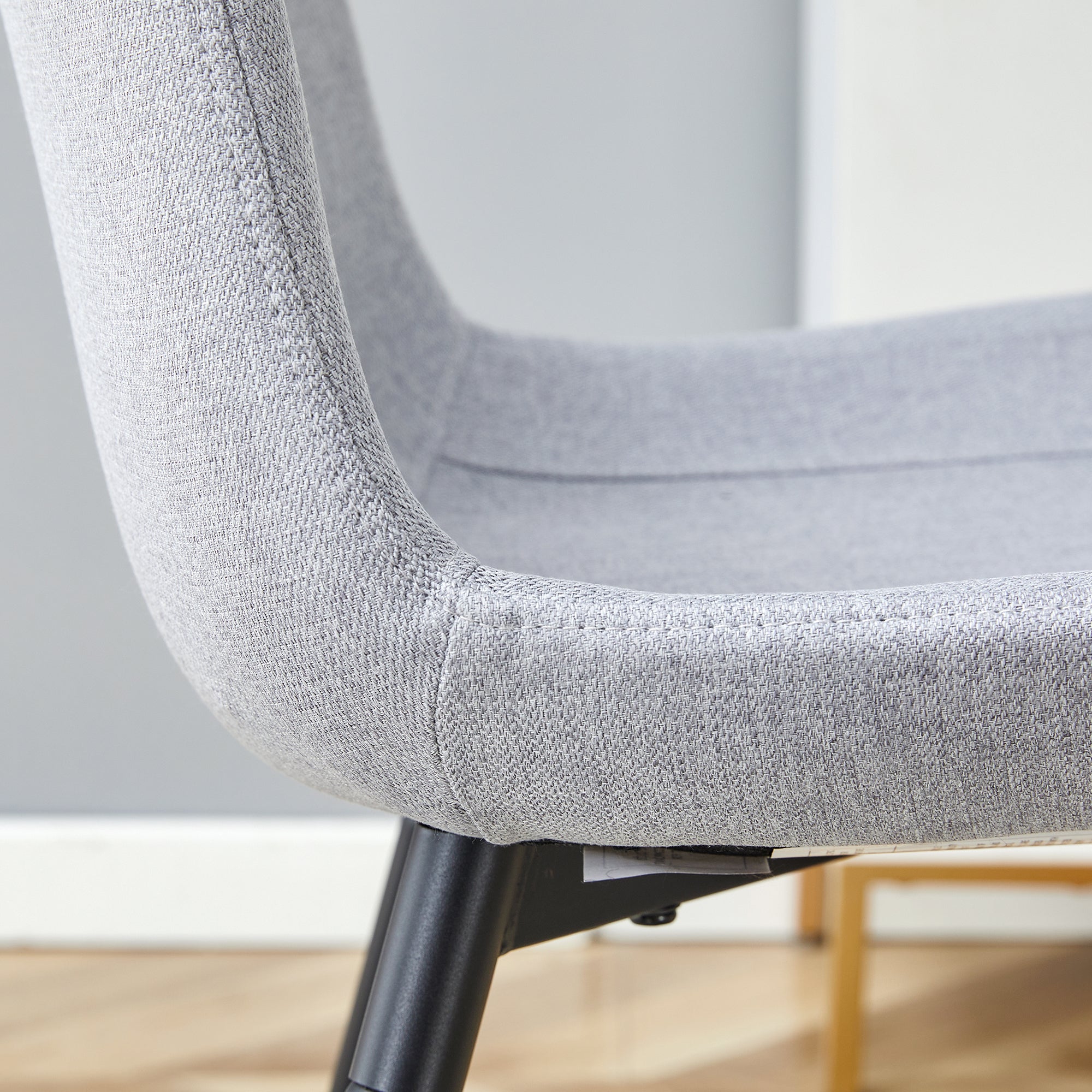 6-Piece Light Gray Linen Cotton Dining Chair Set - Ergonomic Curved Cushion Design for Comfortable Seating | Perfect for Dining Room, Kitchen, and Home Decor
