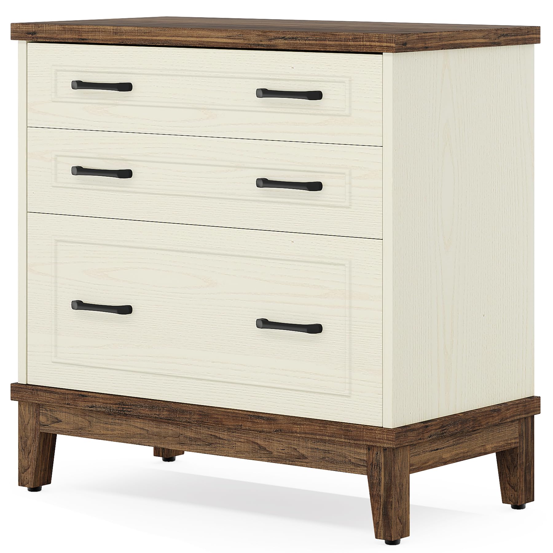 Tribesigns 3-Drawer Lateral File Cabinet for A4/Letter/Legal Size Documents - Wooden Office Storage Cabinet & Printer Stand in White/Walnut - Perfect for Home Office, Living Room & Workspace Organization