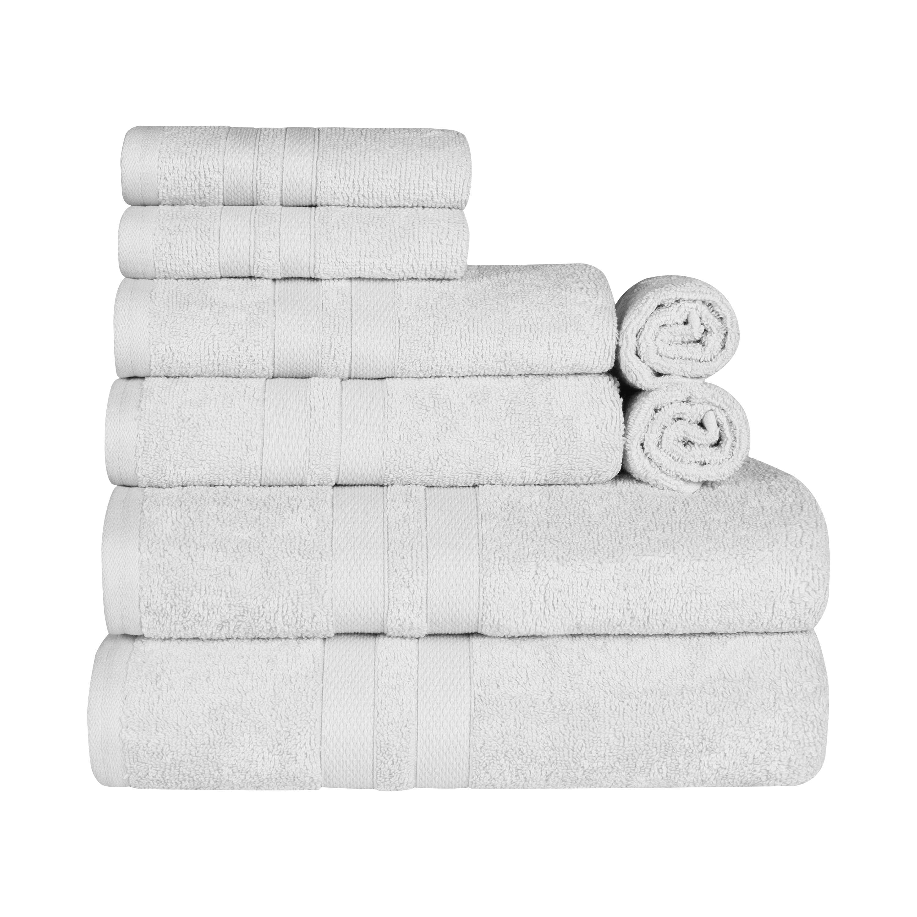 Ultra Soft Cotton Absorbent 8-Piece Towel Set - Premium Bath & Hand Towels for Spa, Gym, and Home Use - Quick Dry & Highly Absorbent